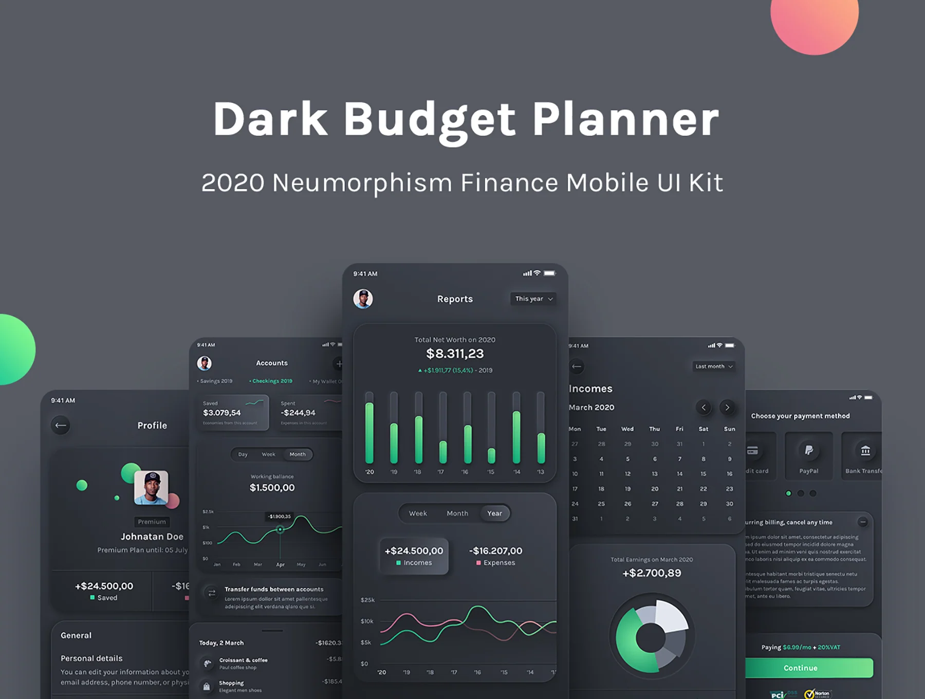 Dark Budget Planner - Finance UI Kit