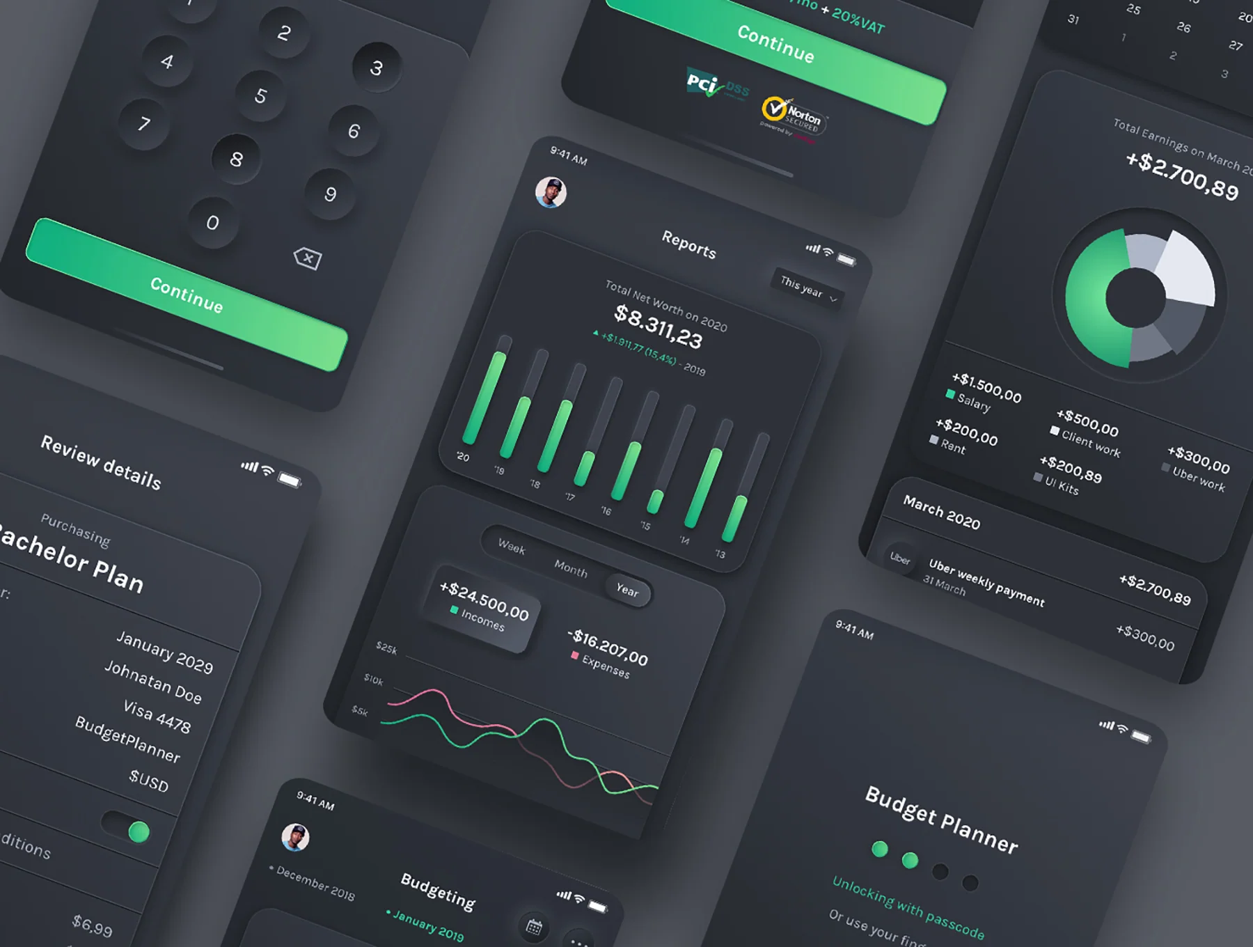 Dark Budget Planner - Finance UI Kit 6