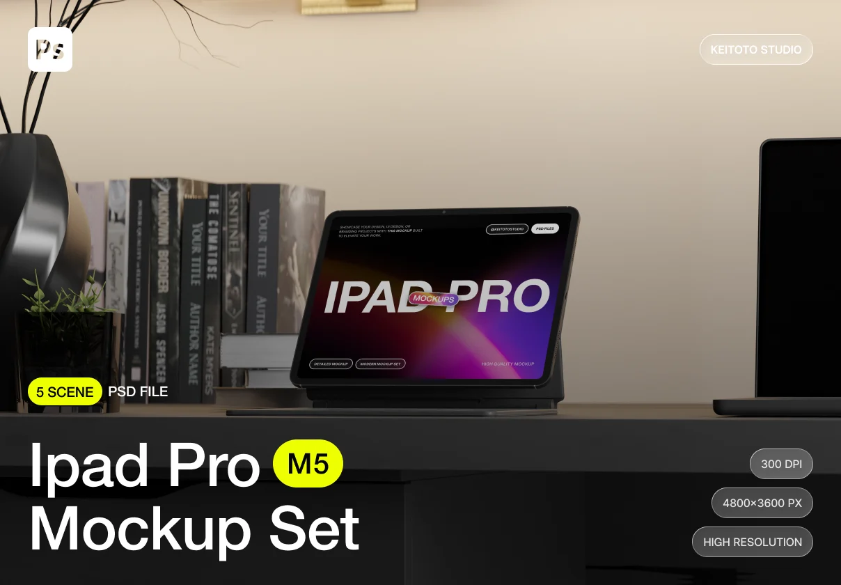 Dark Office Setup iPad Pro Mockup Collection