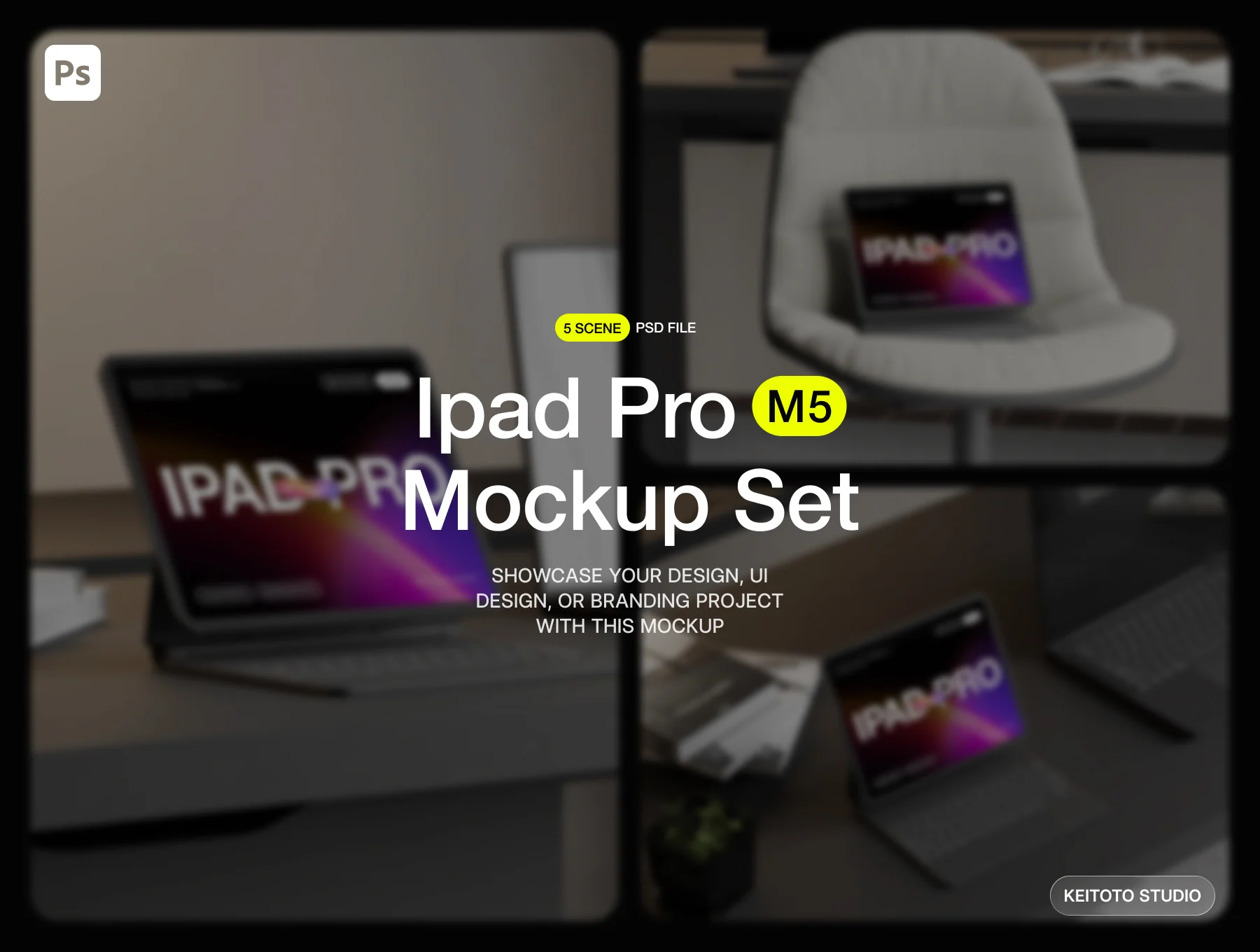 Dark Office Setup iPad Pro Mockup Collection 2