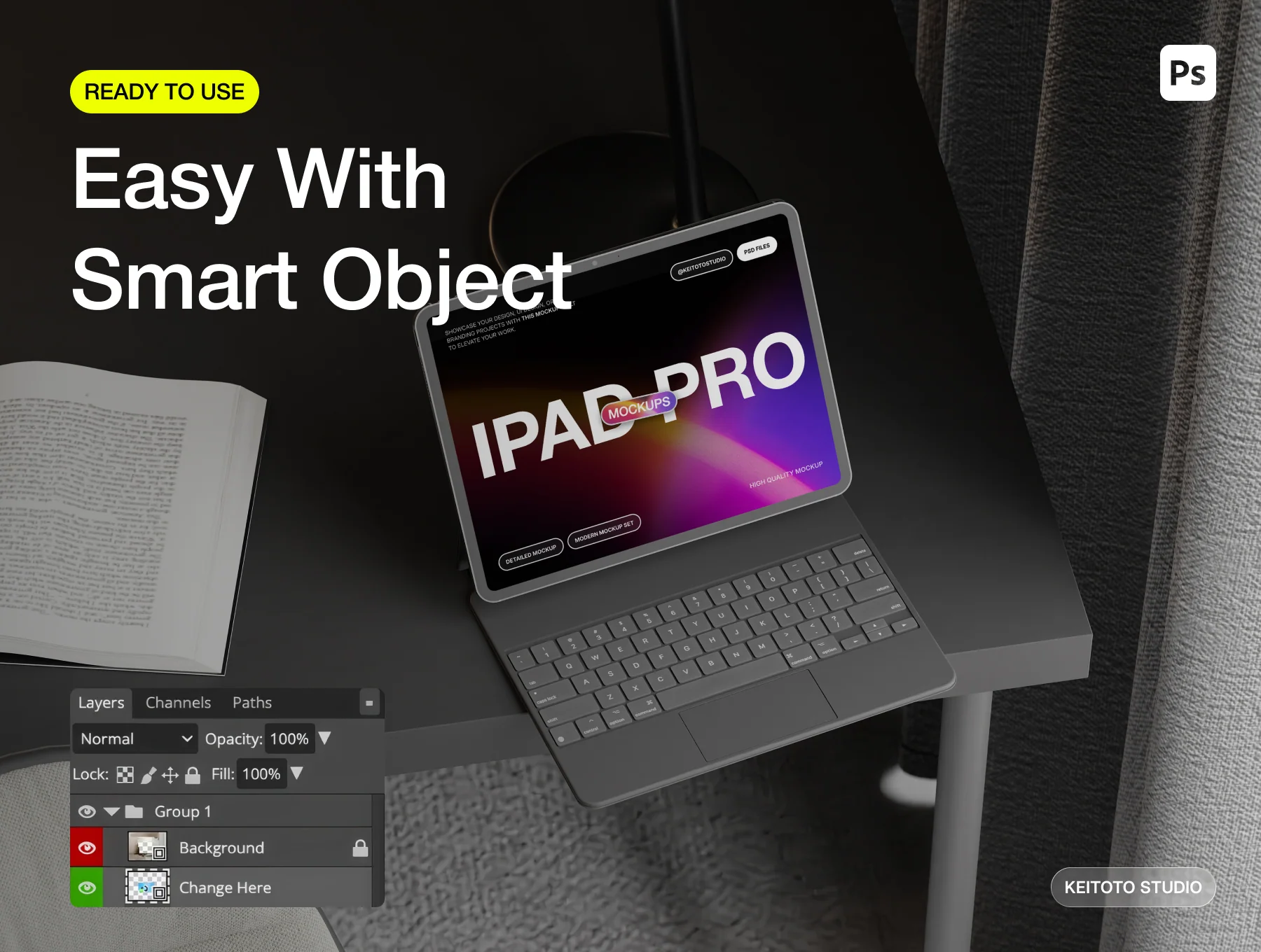 Dark Office Setup iPad Pro Mockup Collection 3