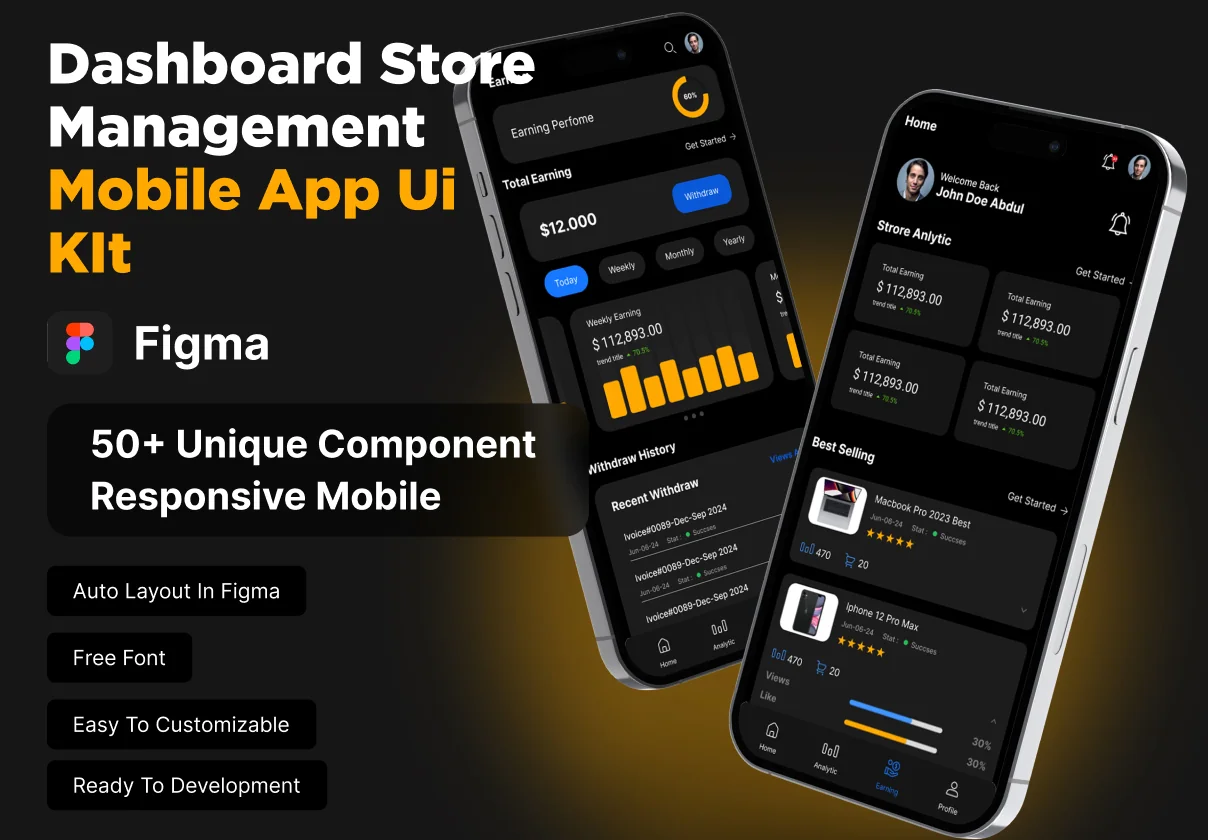 Dashboard Store Management Mobile Mobile App UI Kit