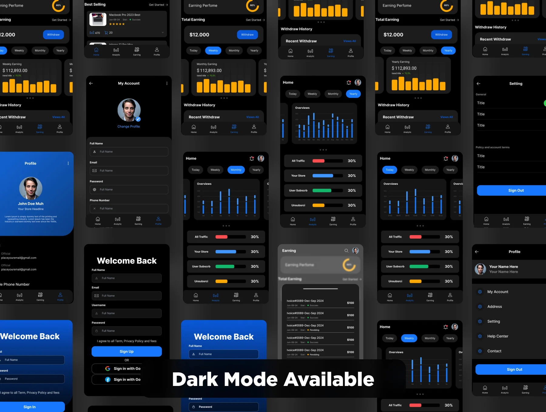 Dashboard Store Management Mobile Mobile App UI Kit 2