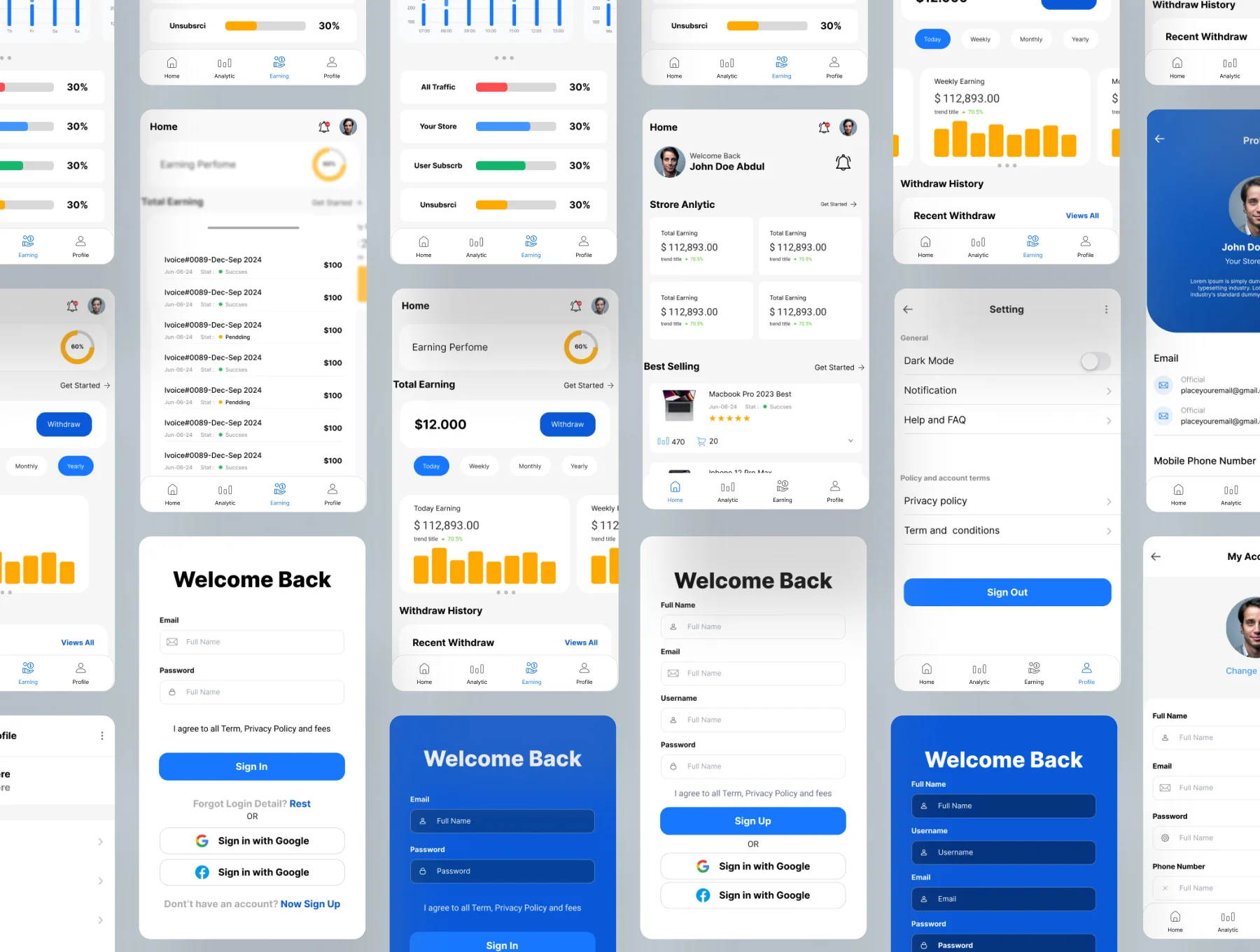 Dashboard Store Management Mobile Mobile App UI Kit 6