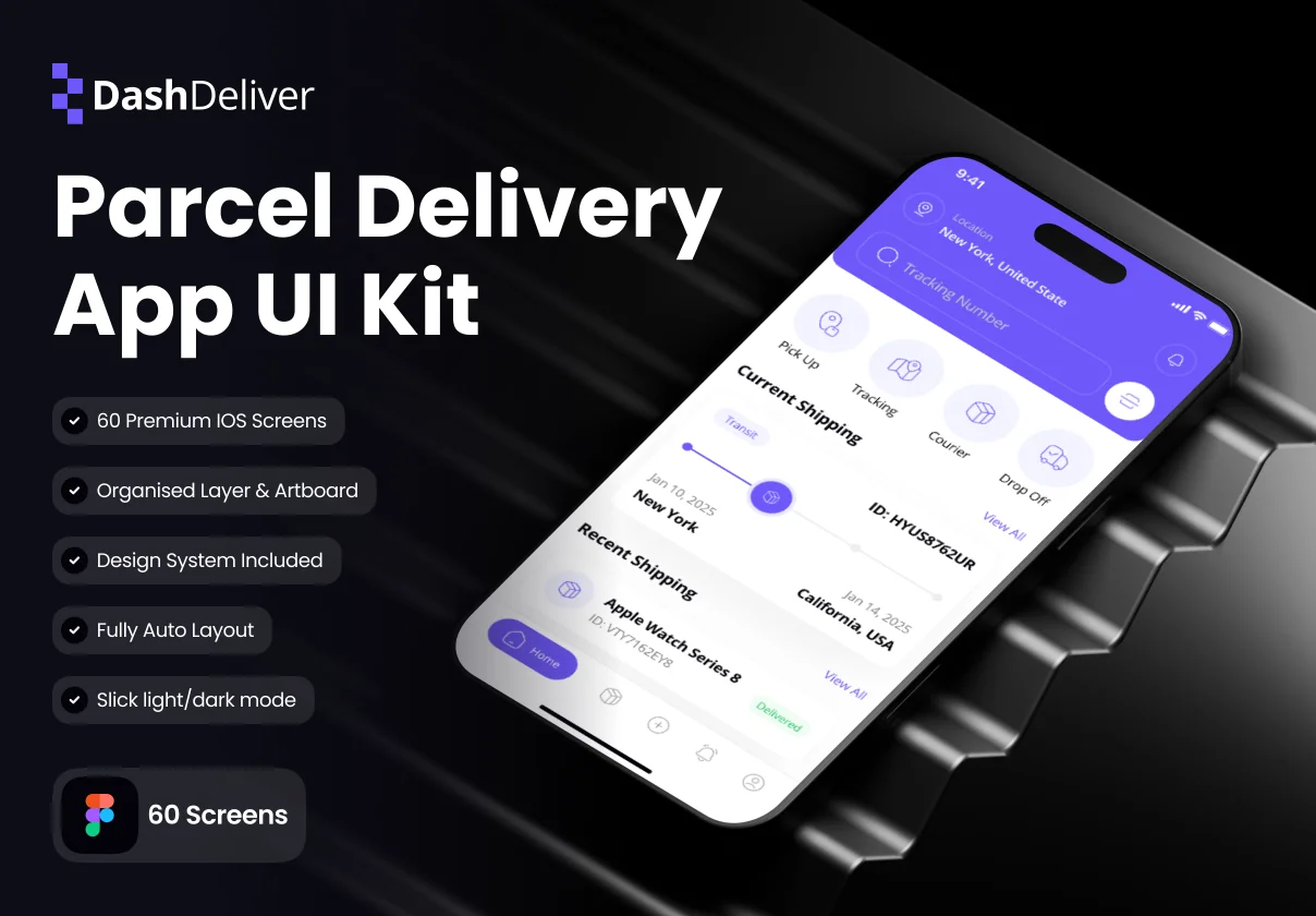 DashDeliver - Parcel Delivery App UI Kit