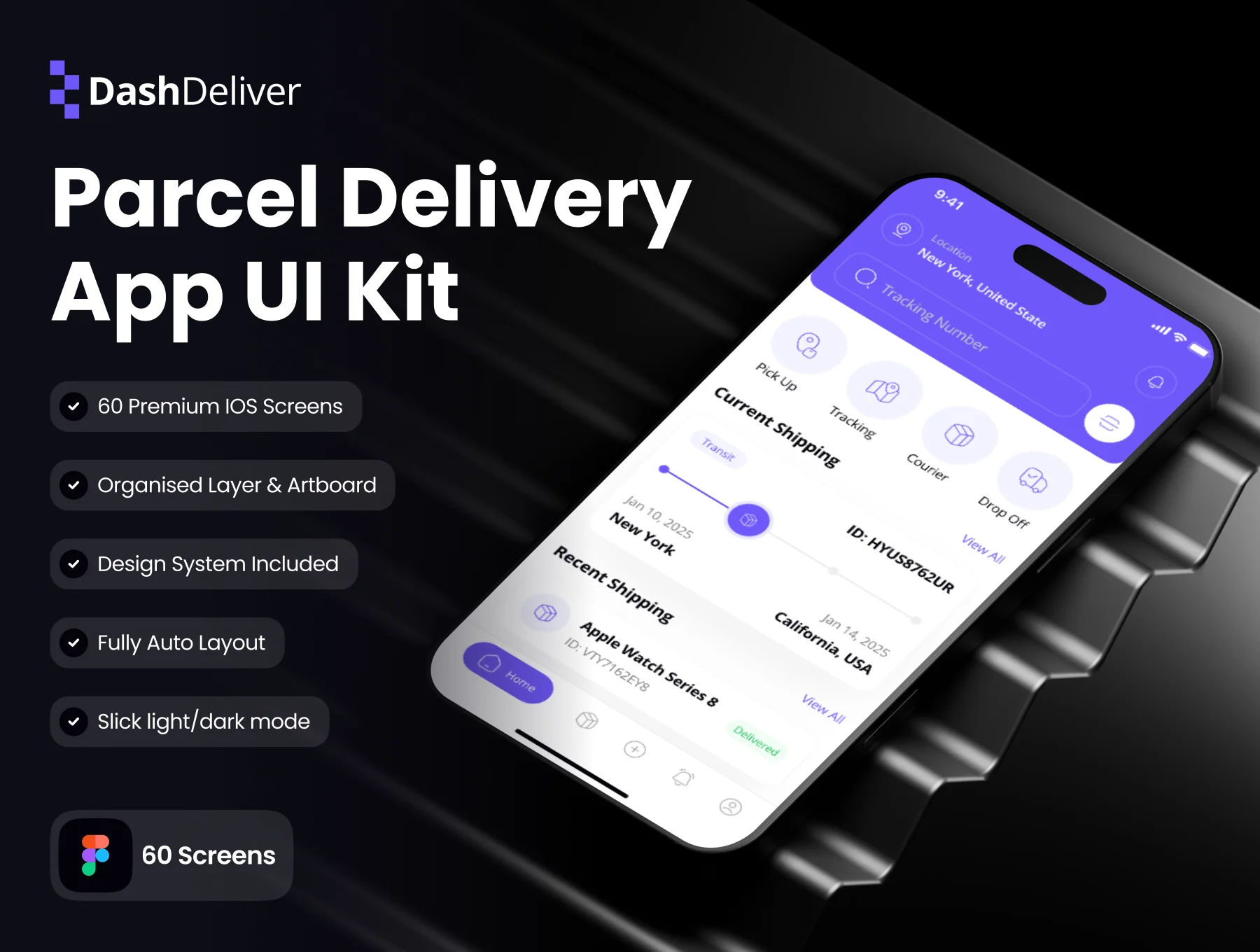 DashDeliver - Parcel Delivery App UI Kit