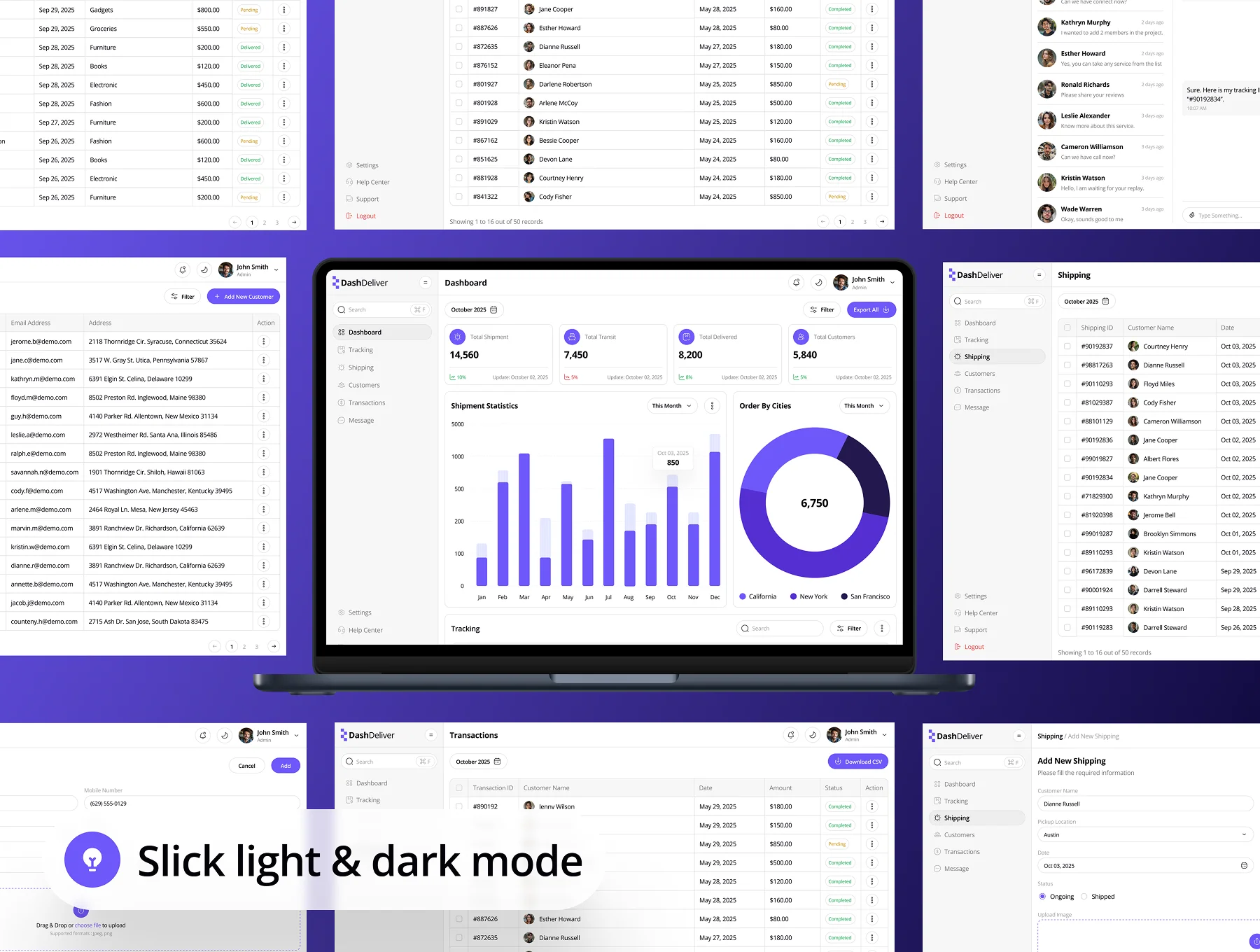DashDeliver - Parcel Delivery Dashboard Admin UI Kit 3