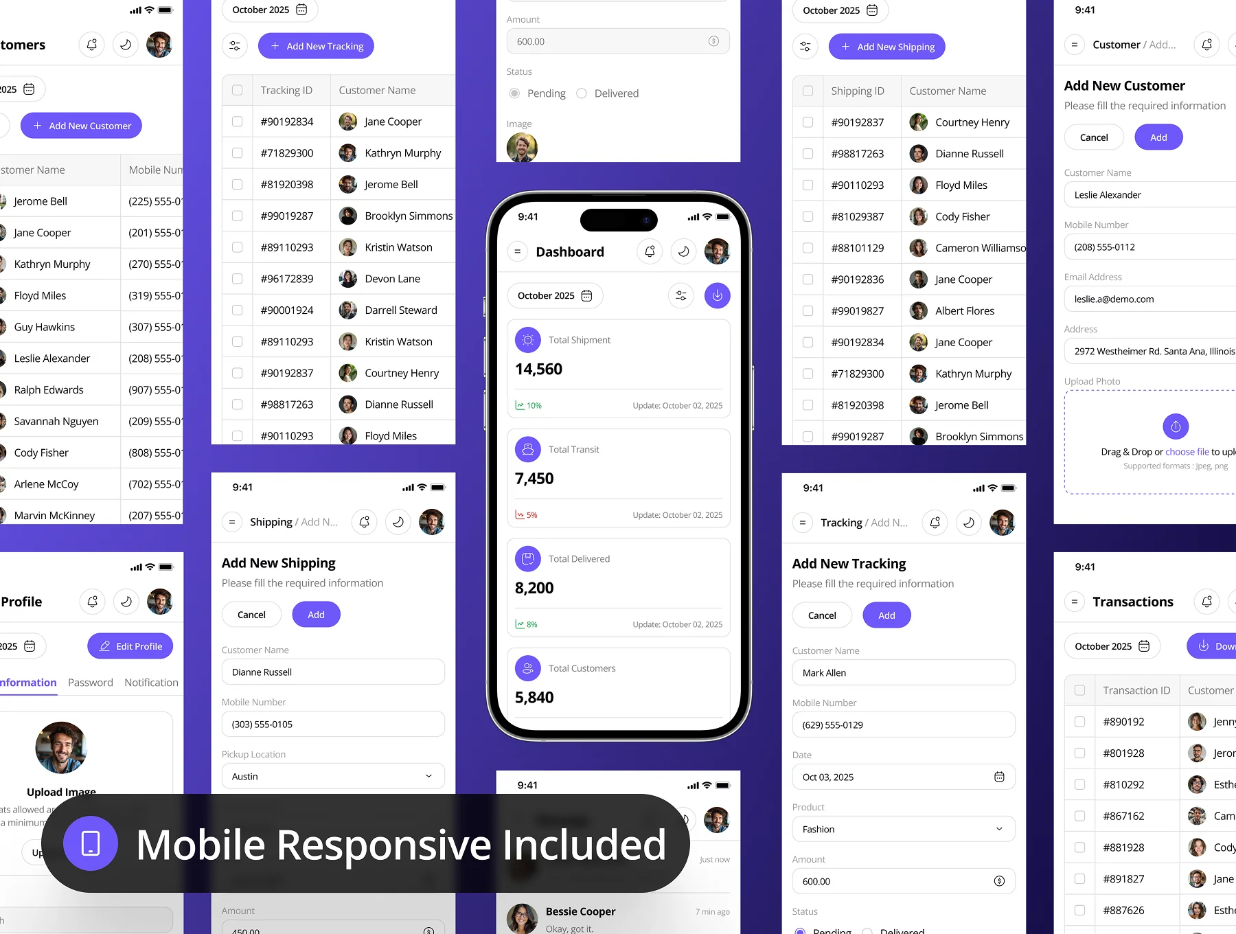 DashDeliver - Parcel Delivery Dashboard Admin UI Kit 7