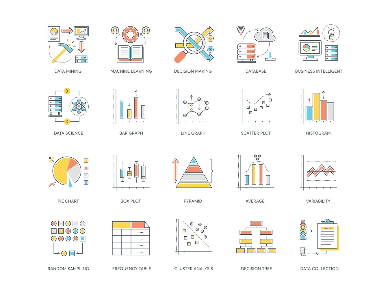 73 Data Analytics Icons | Color Line Series 2