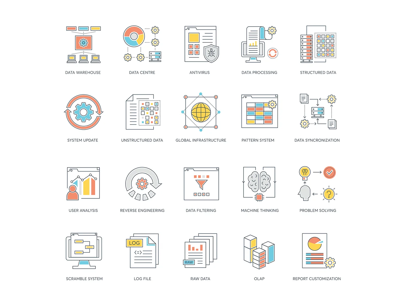 73 Data Analytics Icons | Color Line Series 4