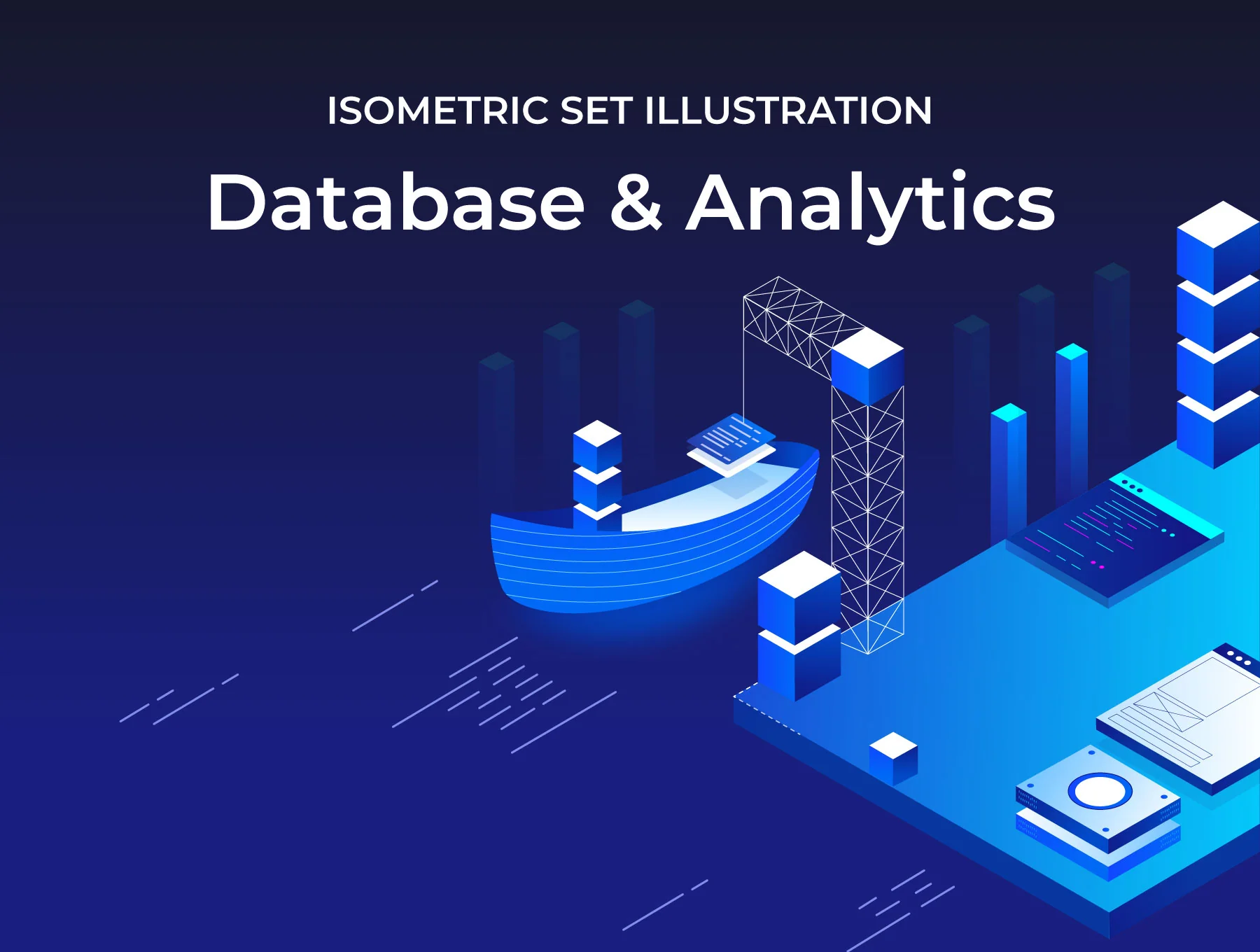 Database & Analytics Isometric Illustrations