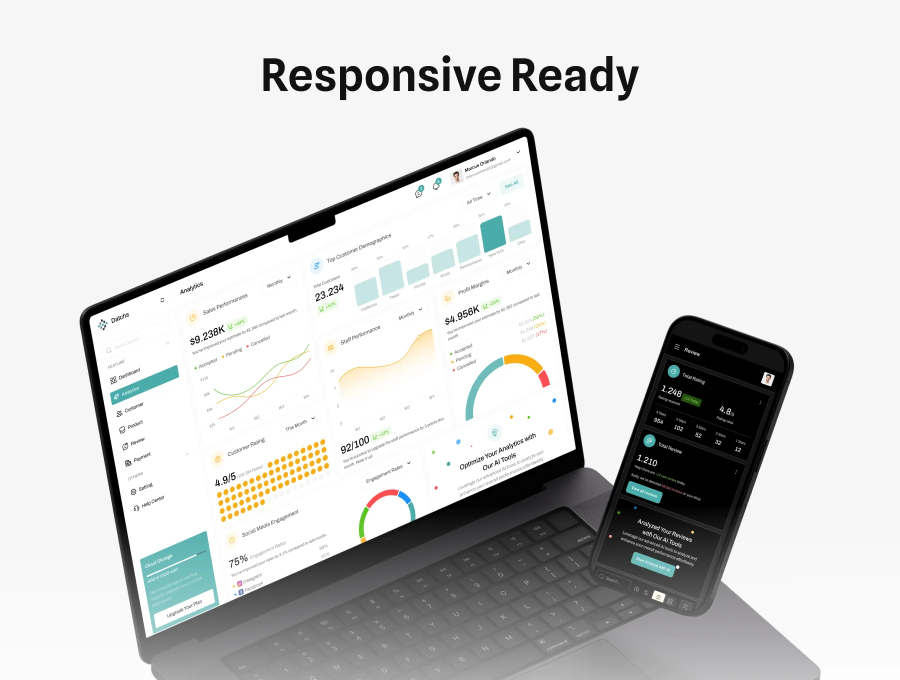 Datchs – CRM Dashboard UI Kit for Sales, HR, and Client Management (Figma) 3