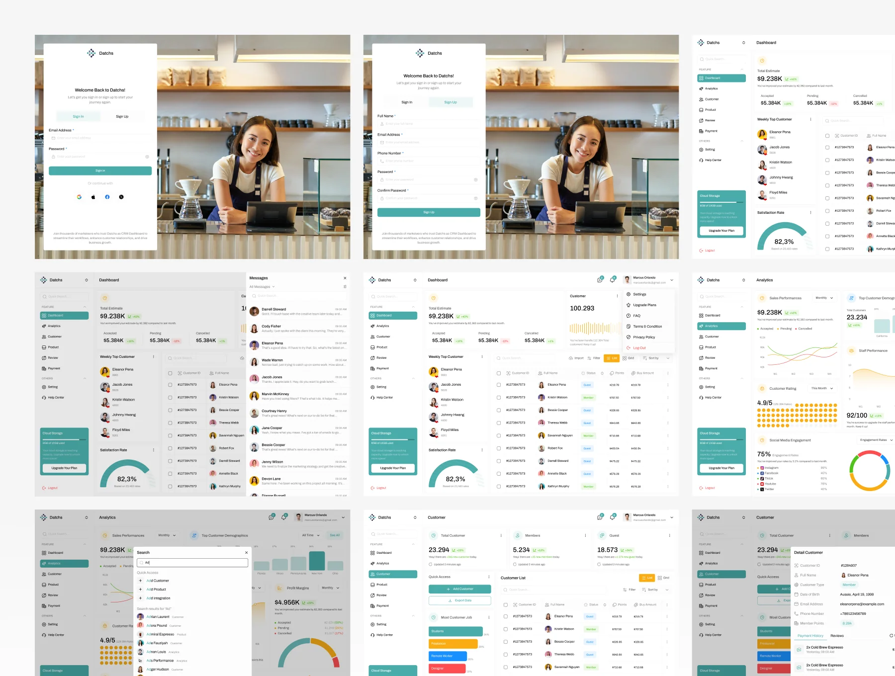 Datchs – CRM Dashboard UI Kit for Sales, HR, and Client Management (Figma) 6