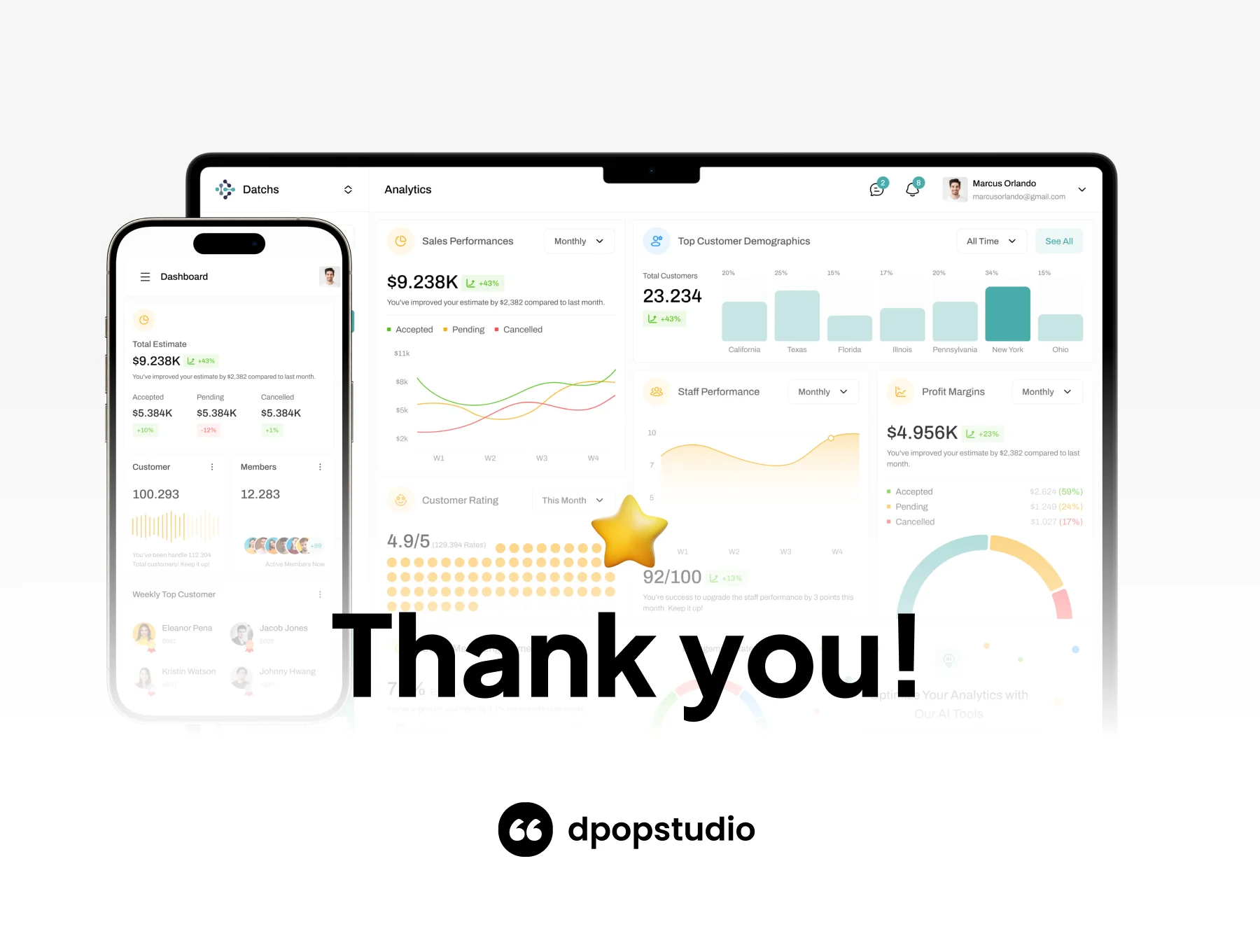 Datchs – CRM Dashboard UI Kit for Sales, HR, and Client Management (Figma) 8