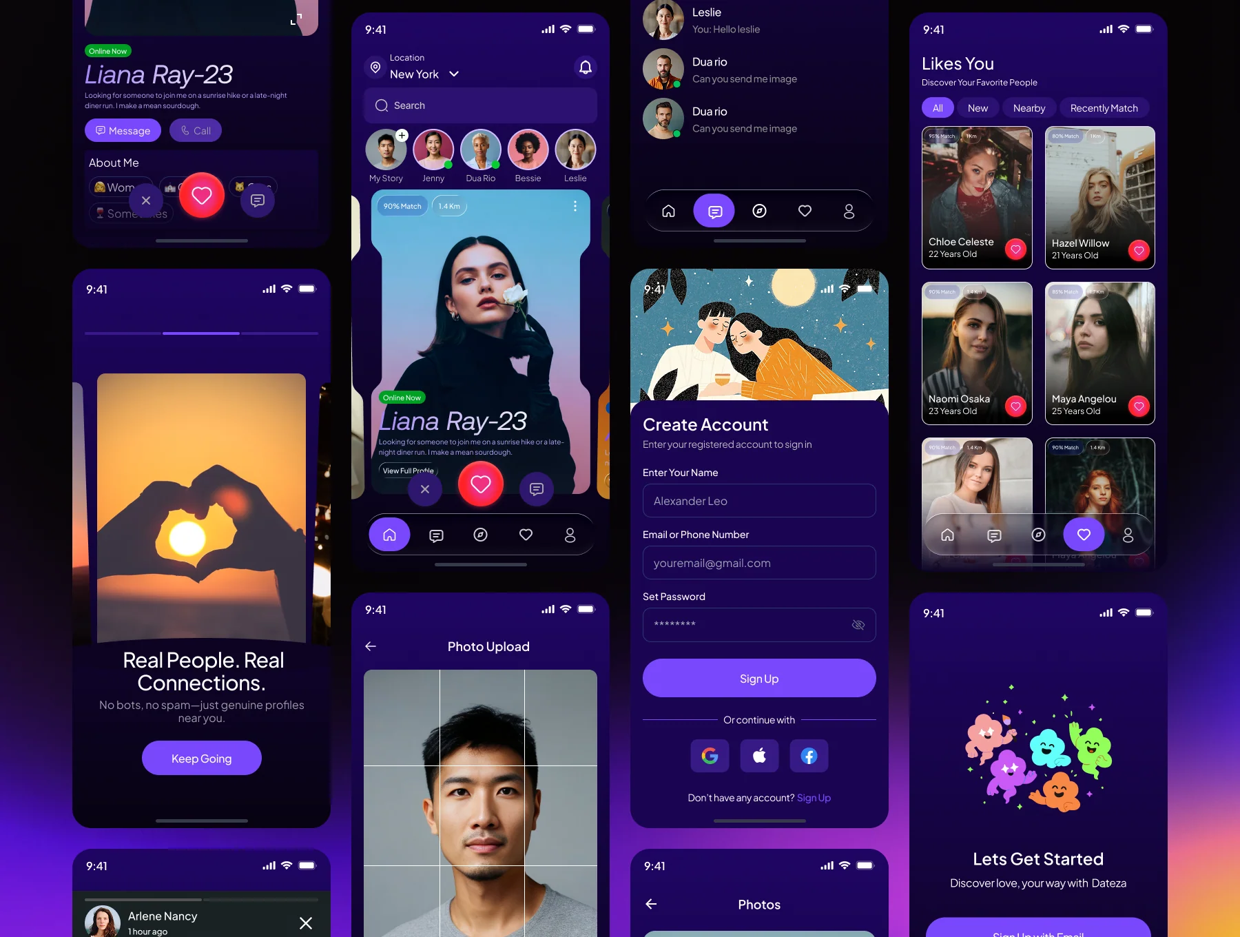Dateza – Dating & Social Mobile App Figma Template 5
