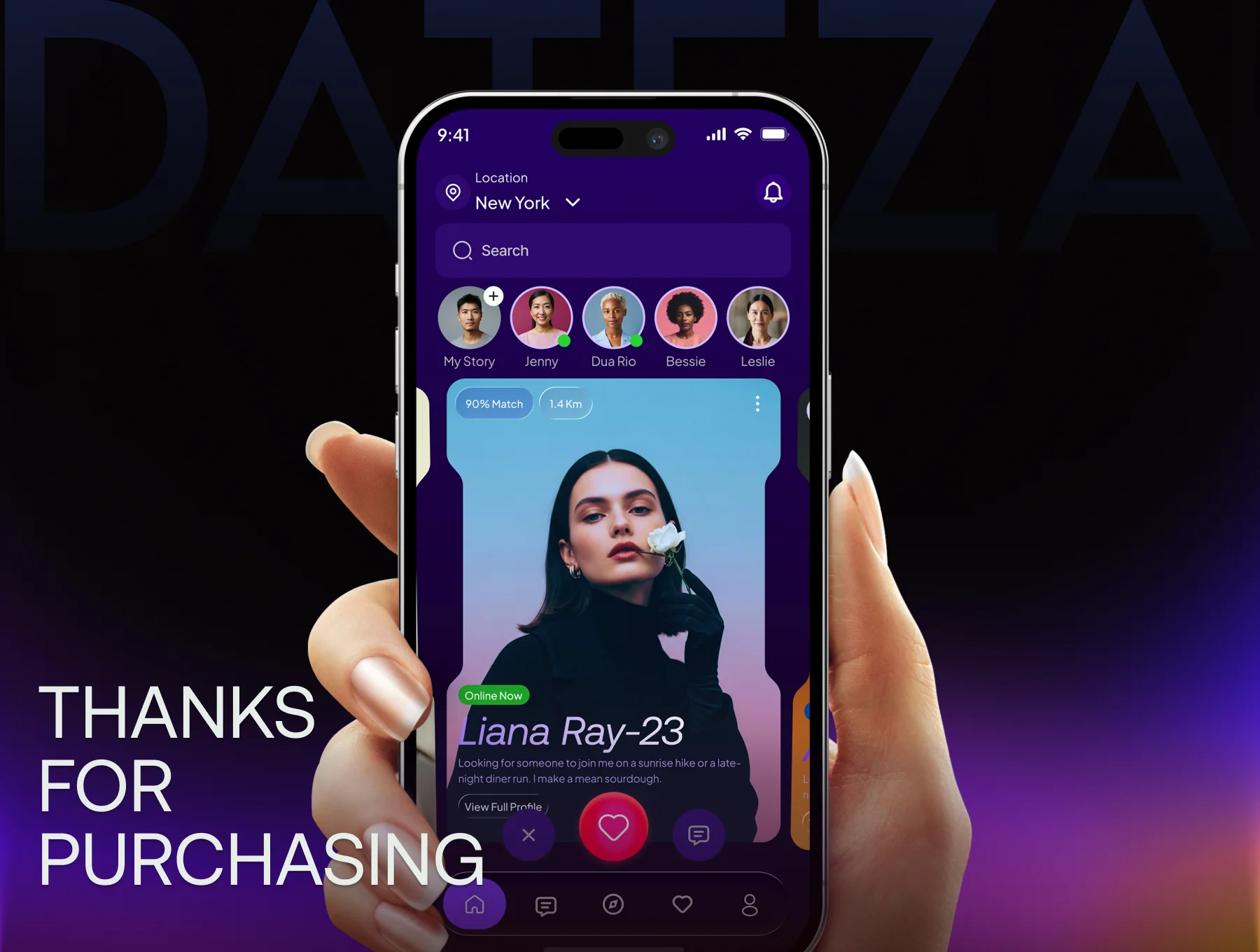 Dateza – Dating & Social Mobile App Figma Template 6