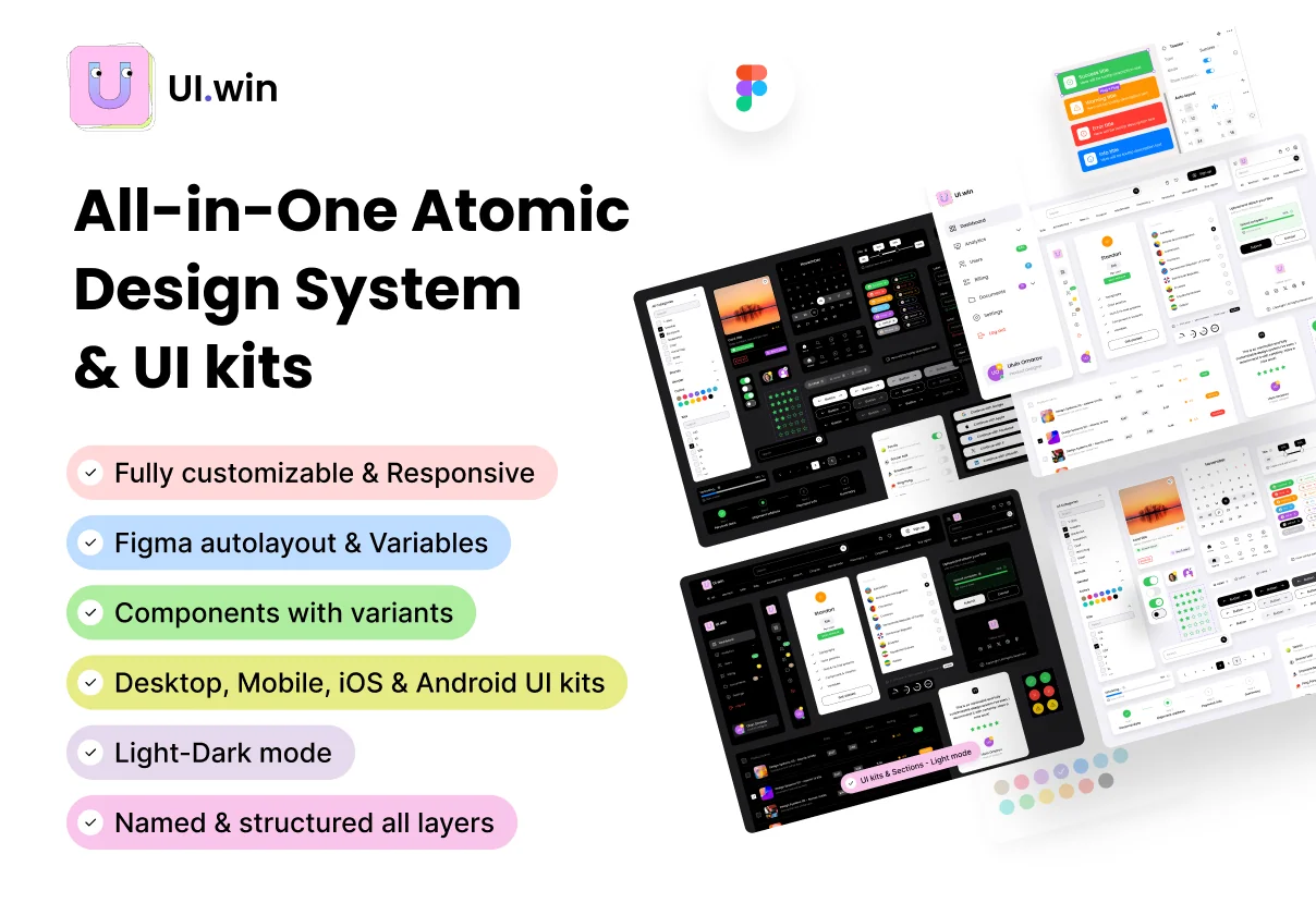 UI-win: All-in-One Atomic Design System & UI kits