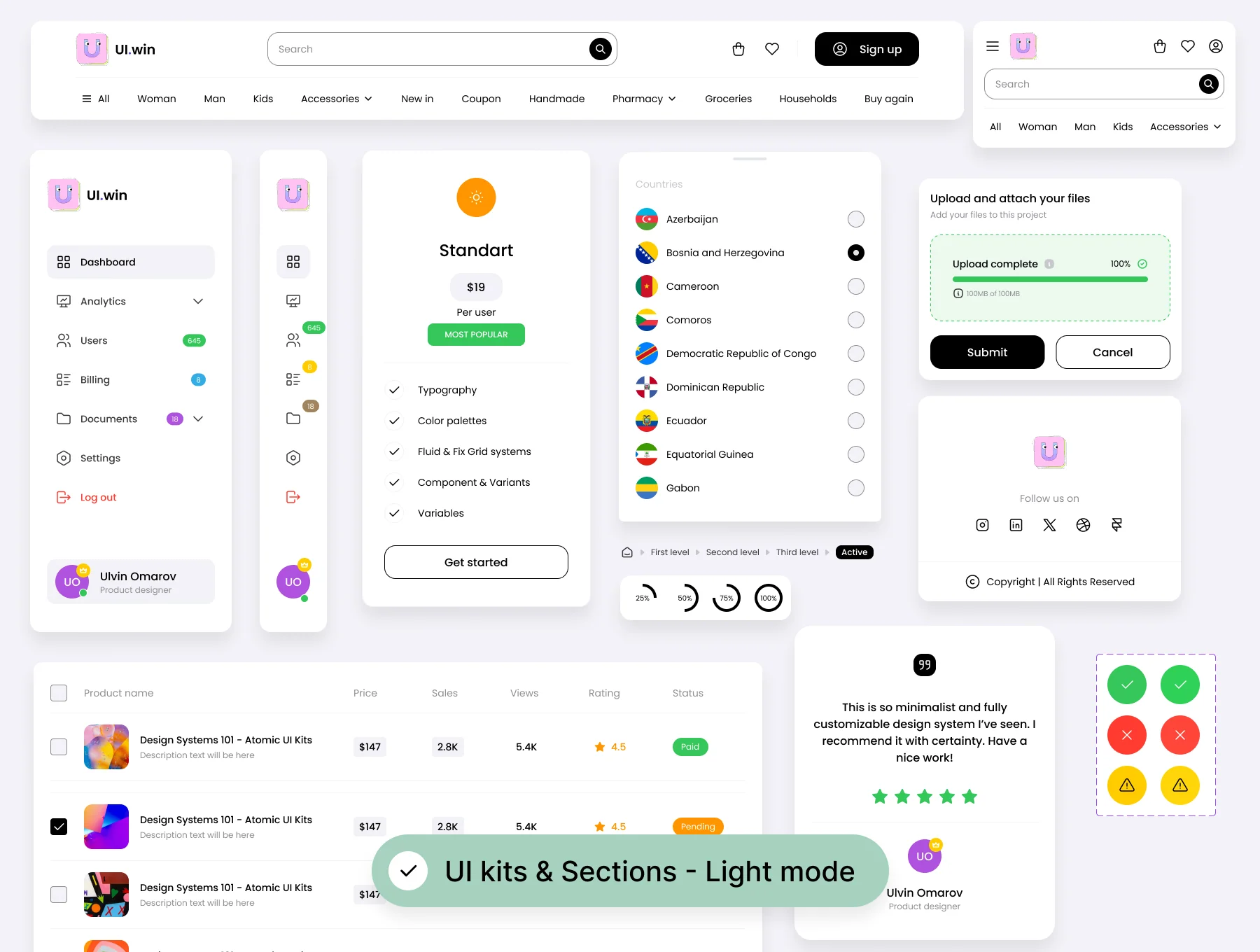 UI-win: All-in-One Atomic Design System & UI kits 7