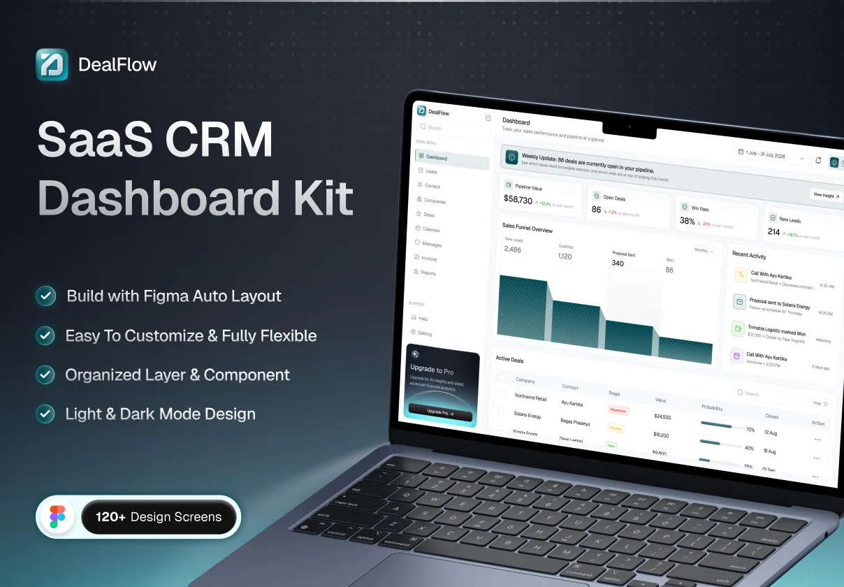 DealFlow - SaaS CRM Dashboard UI Kit