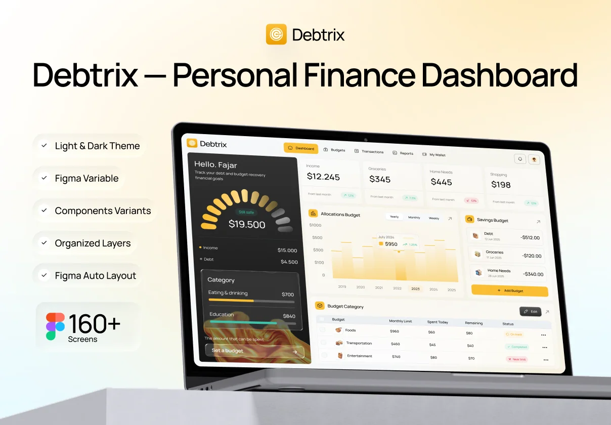 Debtrix — Personal Finance Dashboard UI Kit