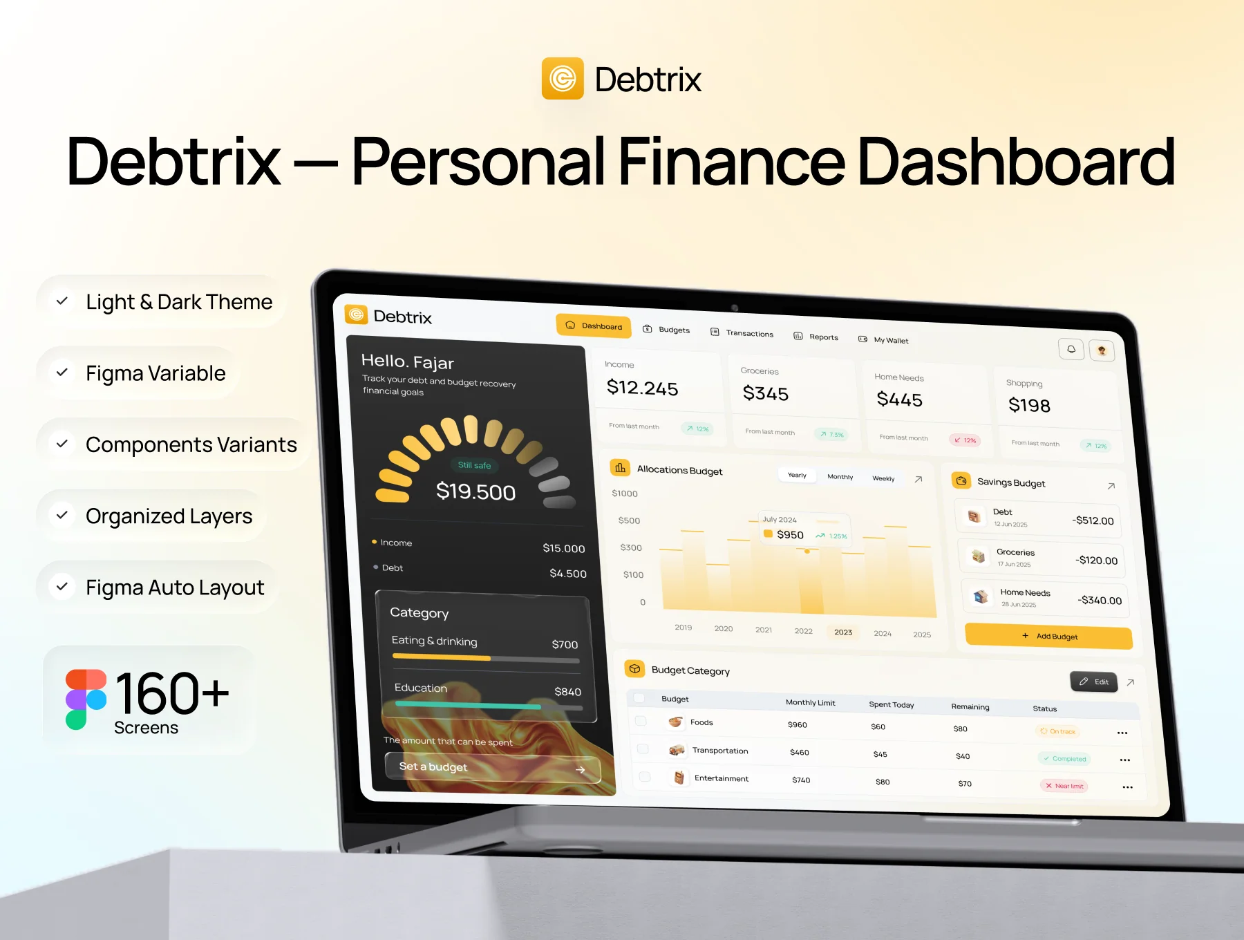 Debtrix — Personal Finance Dashboard UI Kit