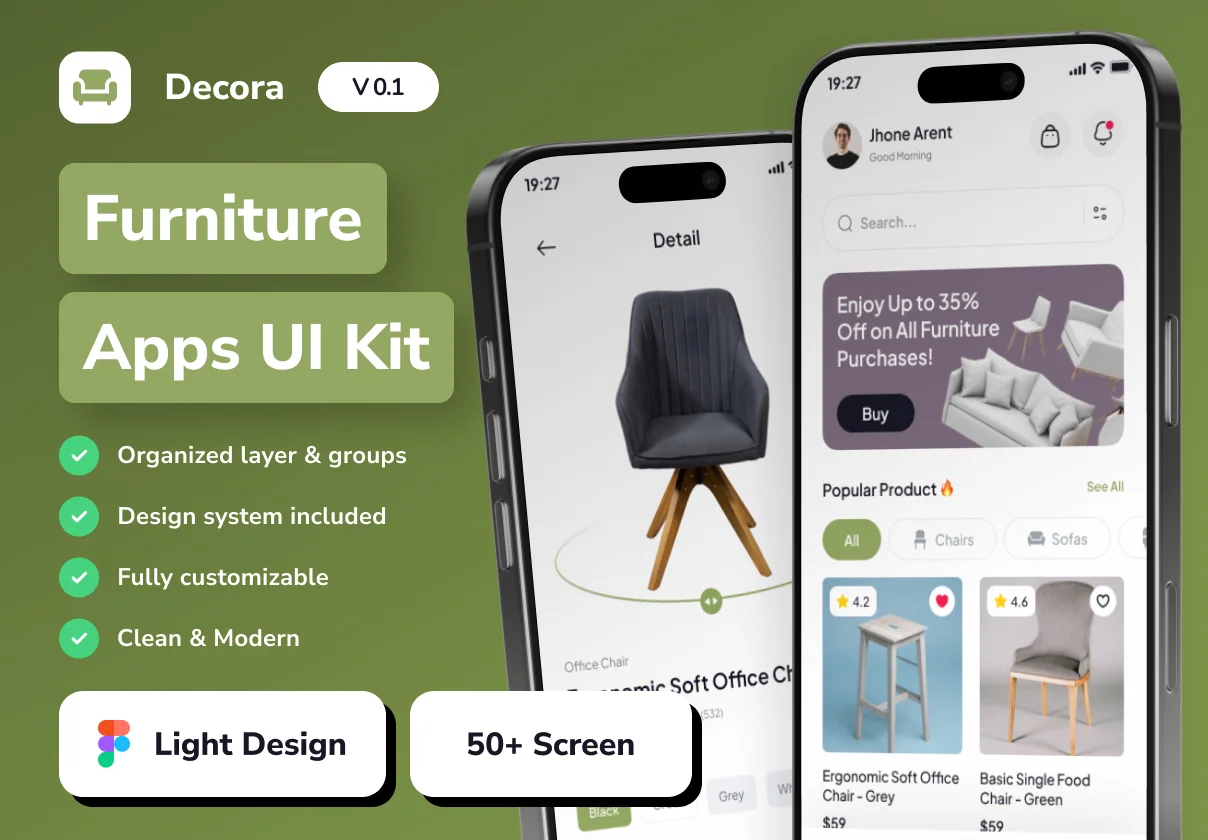 Decora - Furniture Mobile App UI Kit