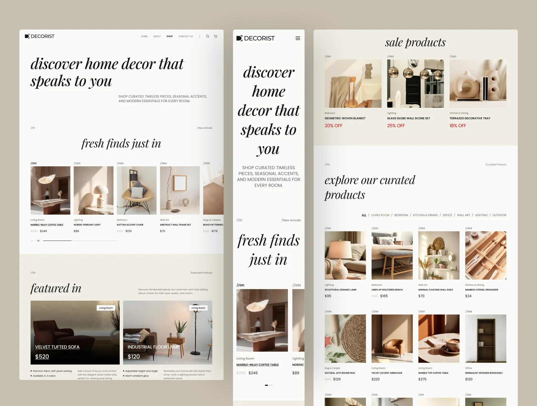 Decorist - Home Decor Website UI Figma Template 3