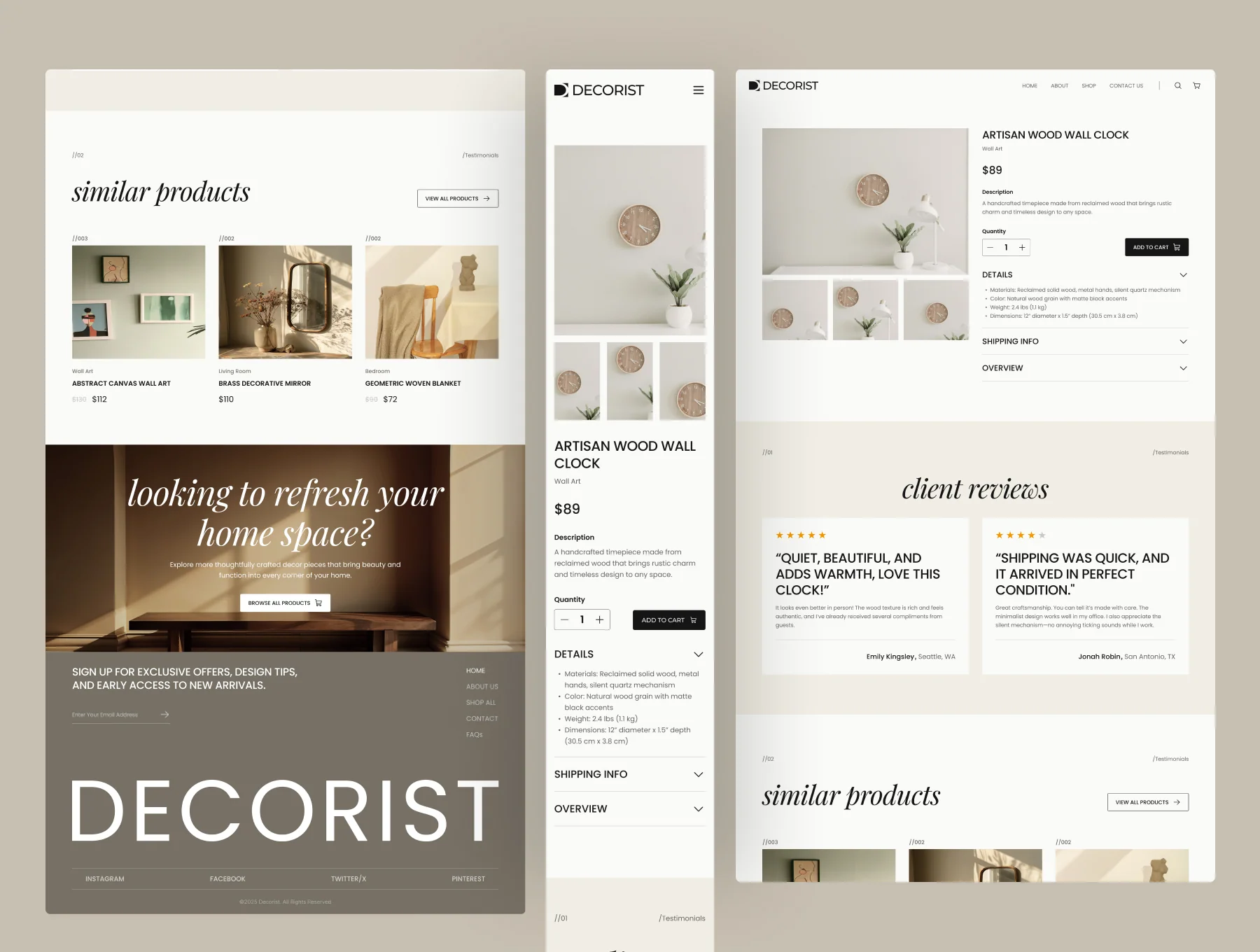 Decorist - Home Decor Website UI Figma Template 4