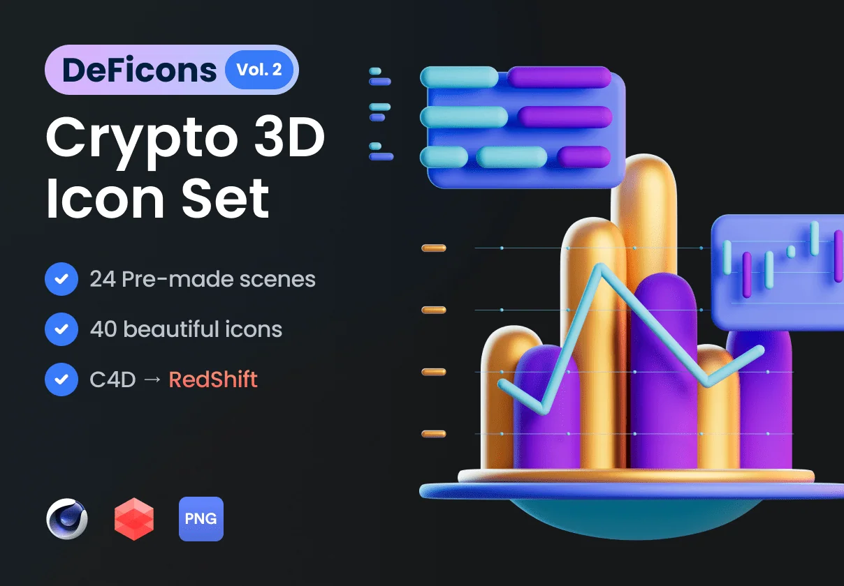 DeFicons vol. 2 - Crypto 3D Icon Set
