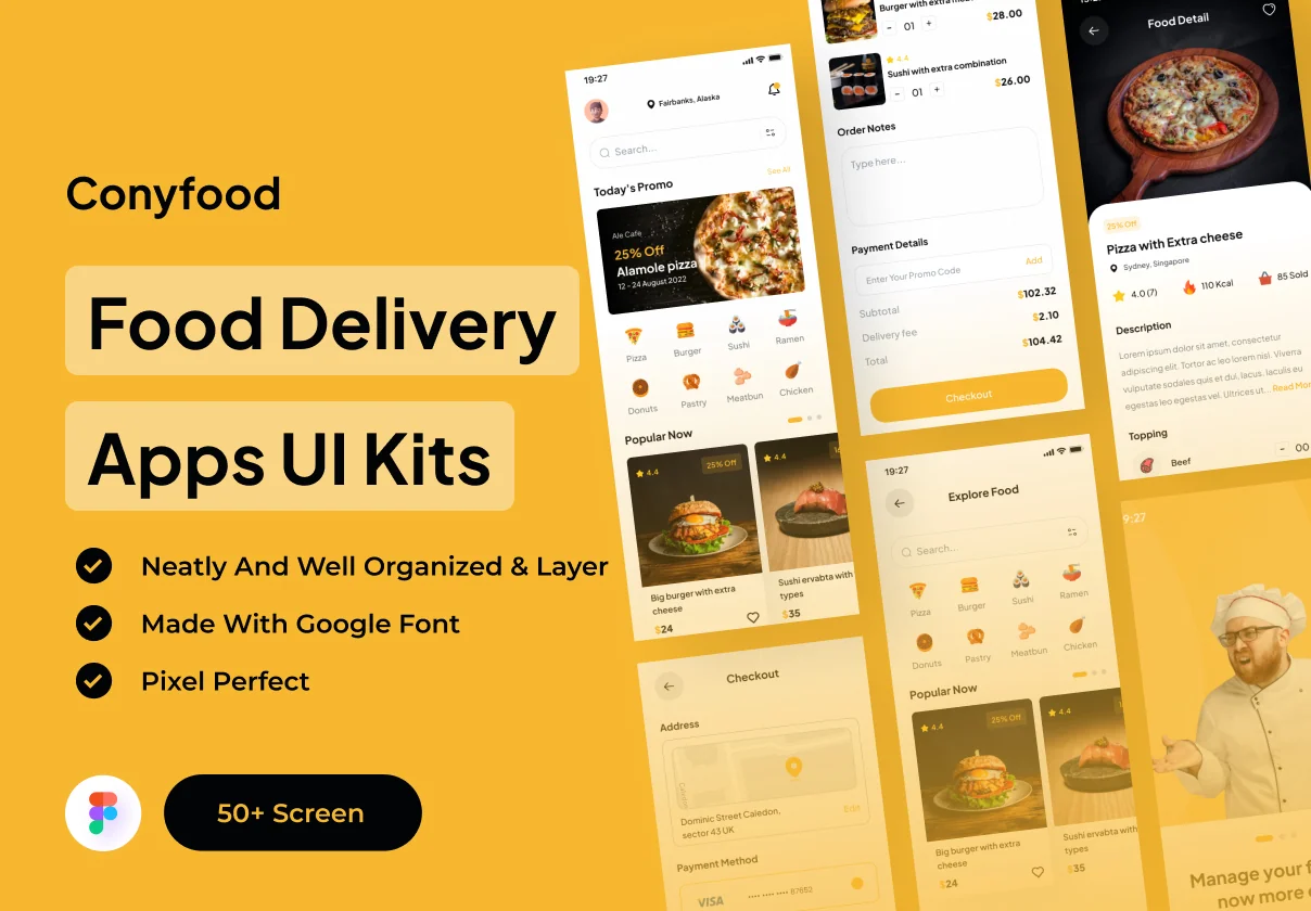 Conyfood - Food Delivery Apps UI Kits