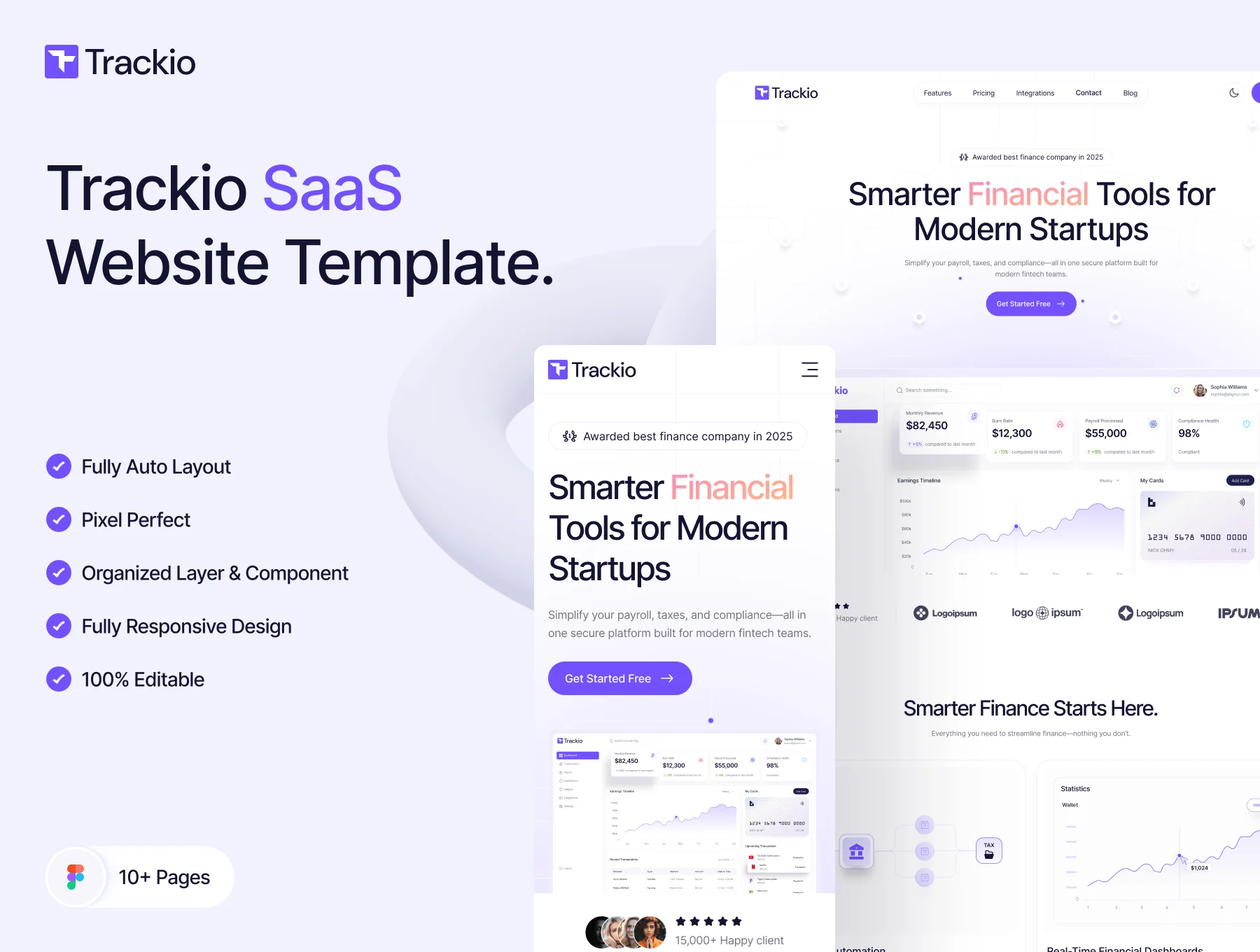 Trackio – Modern SaaS Website Template for Startups & Agencies