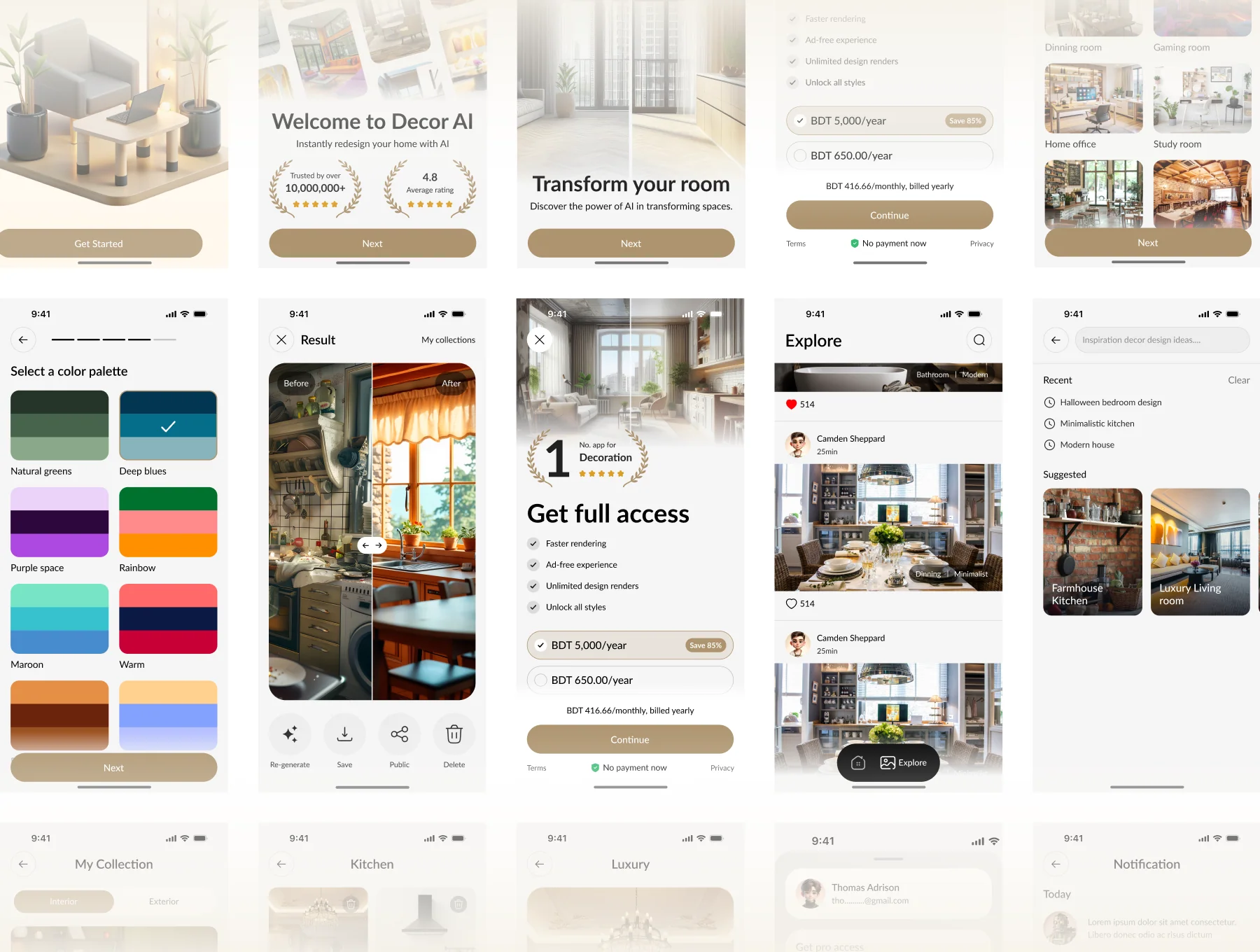 AI Decor – Interior & Exterior Design Mobile App with Landing Page 4