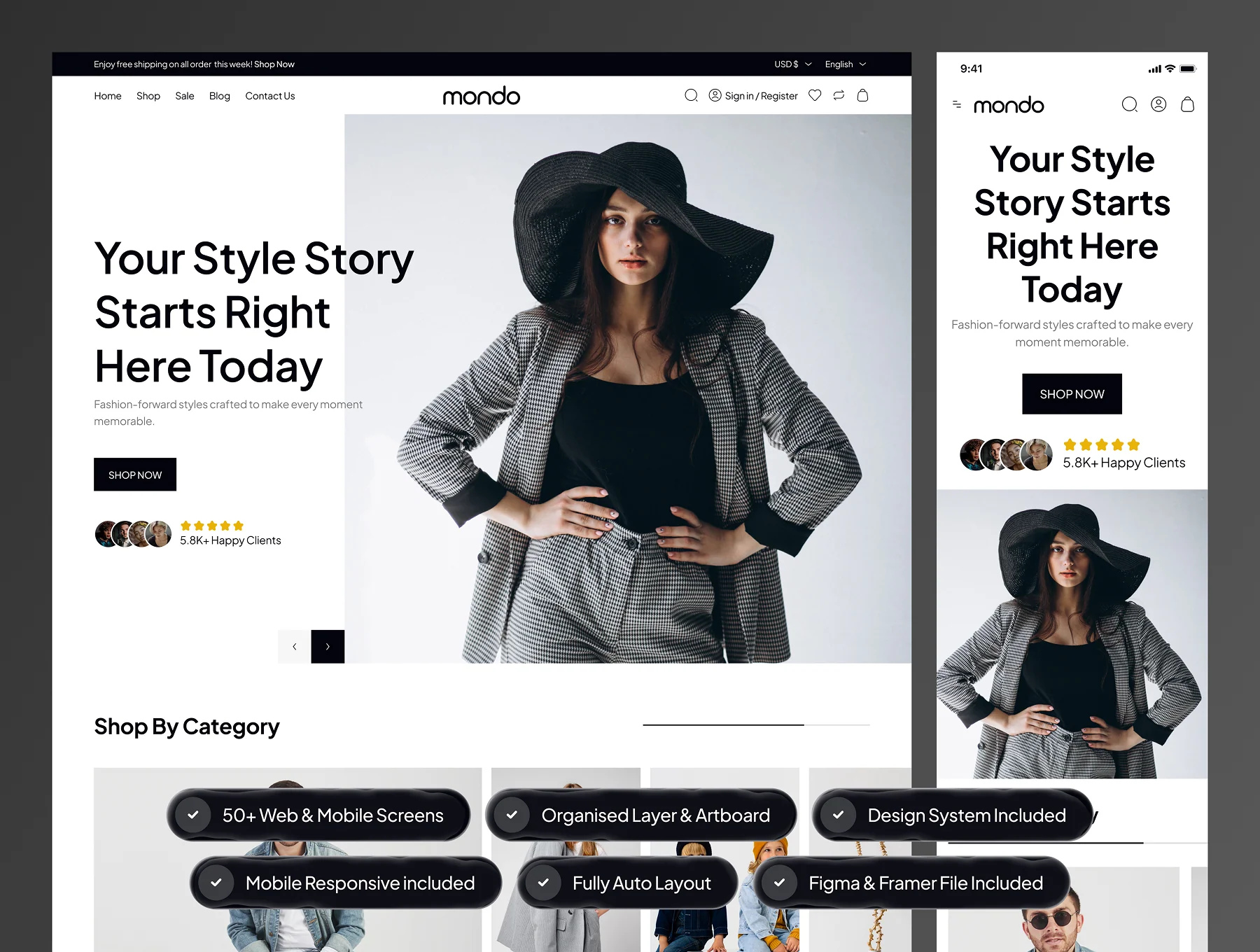 mondo - Shopping Ecommerce Website Framer Template