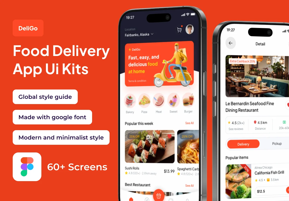 DeliGo - Food Delivery Premium UI KIts App