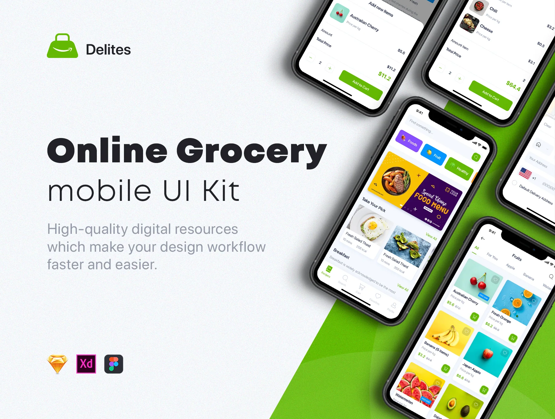 Delites - Online Grocery & Recipes UI Kit