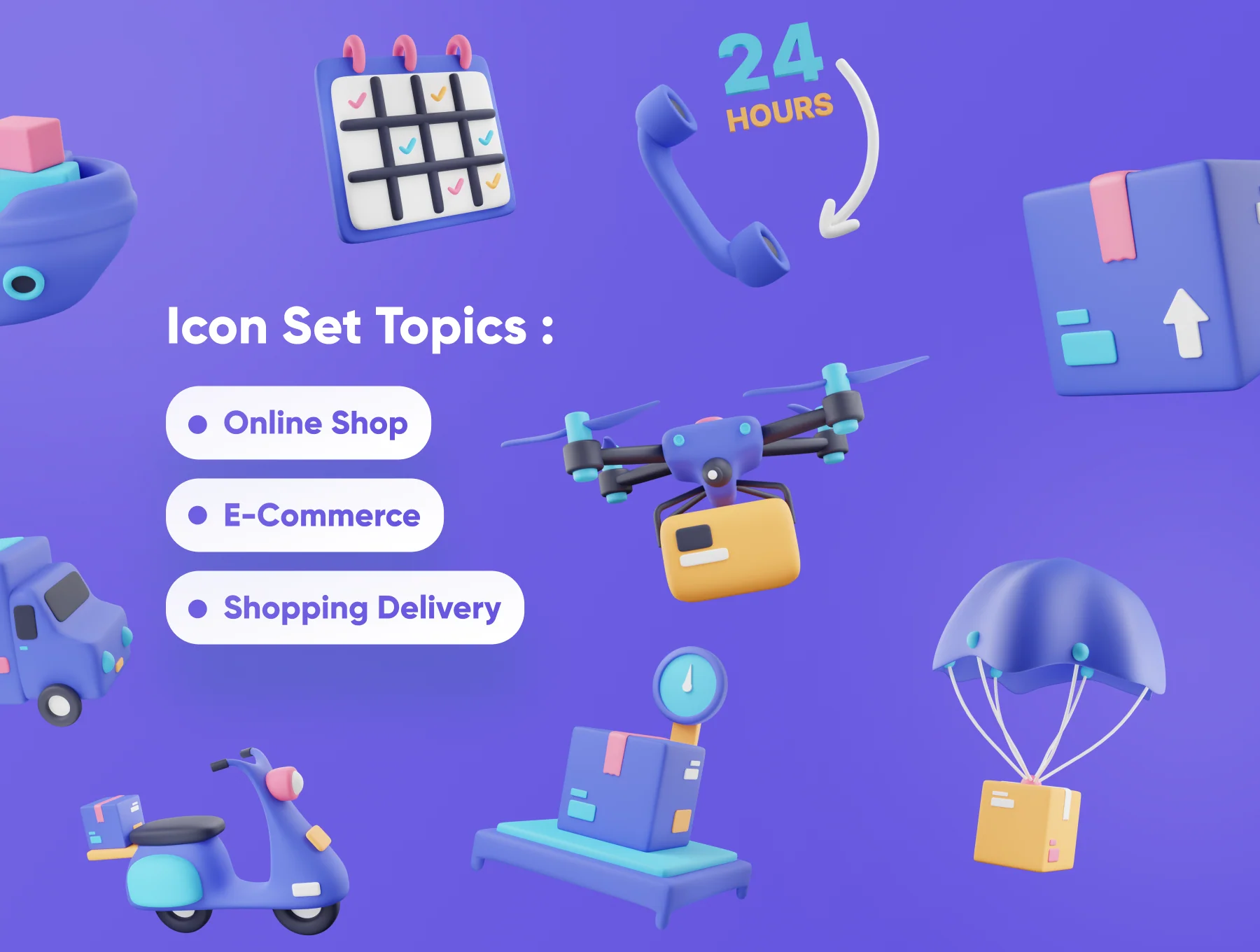 Deliverly - Online Shopping Delivery 3D Icon Set 2