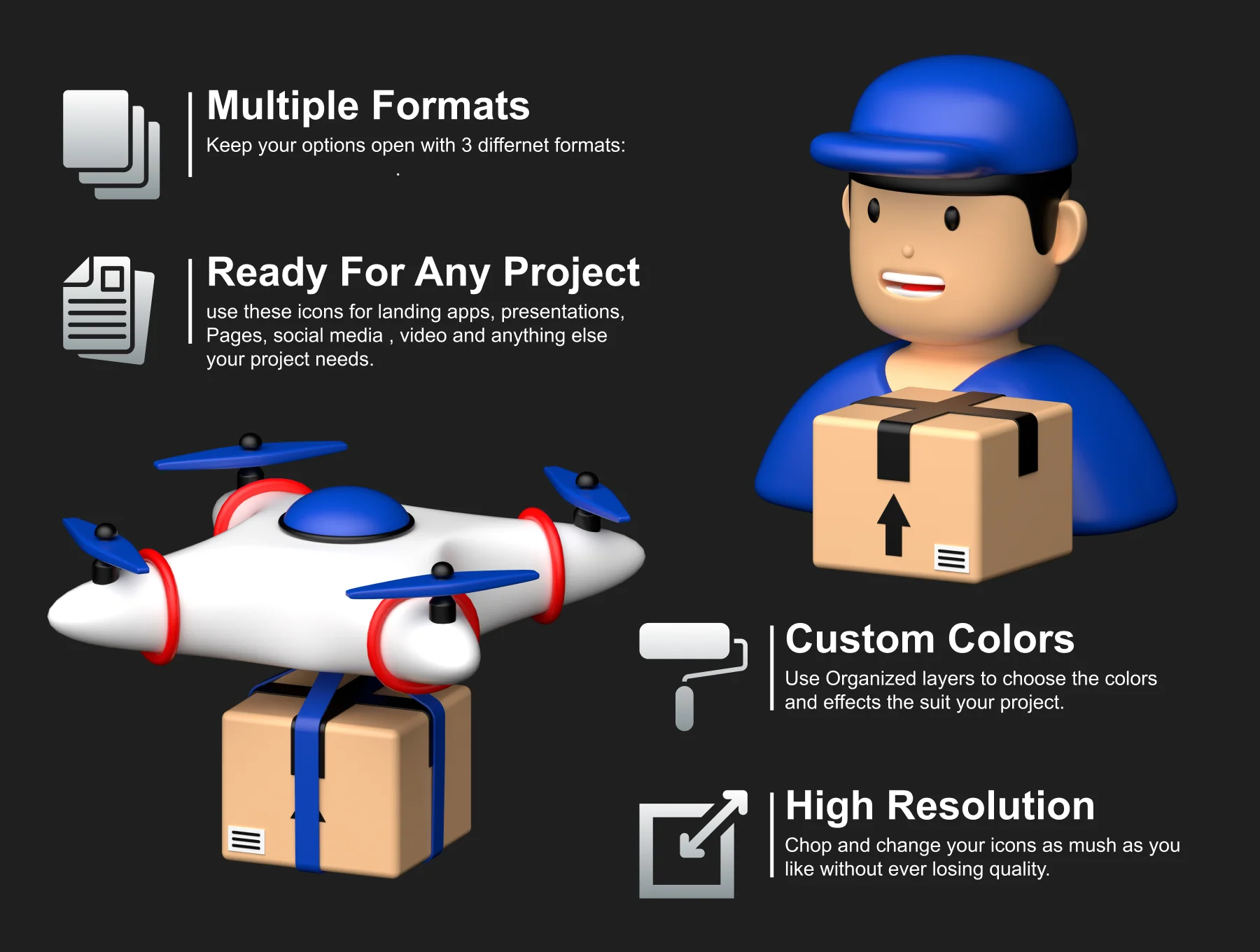 Delivery 3D icons Set 2