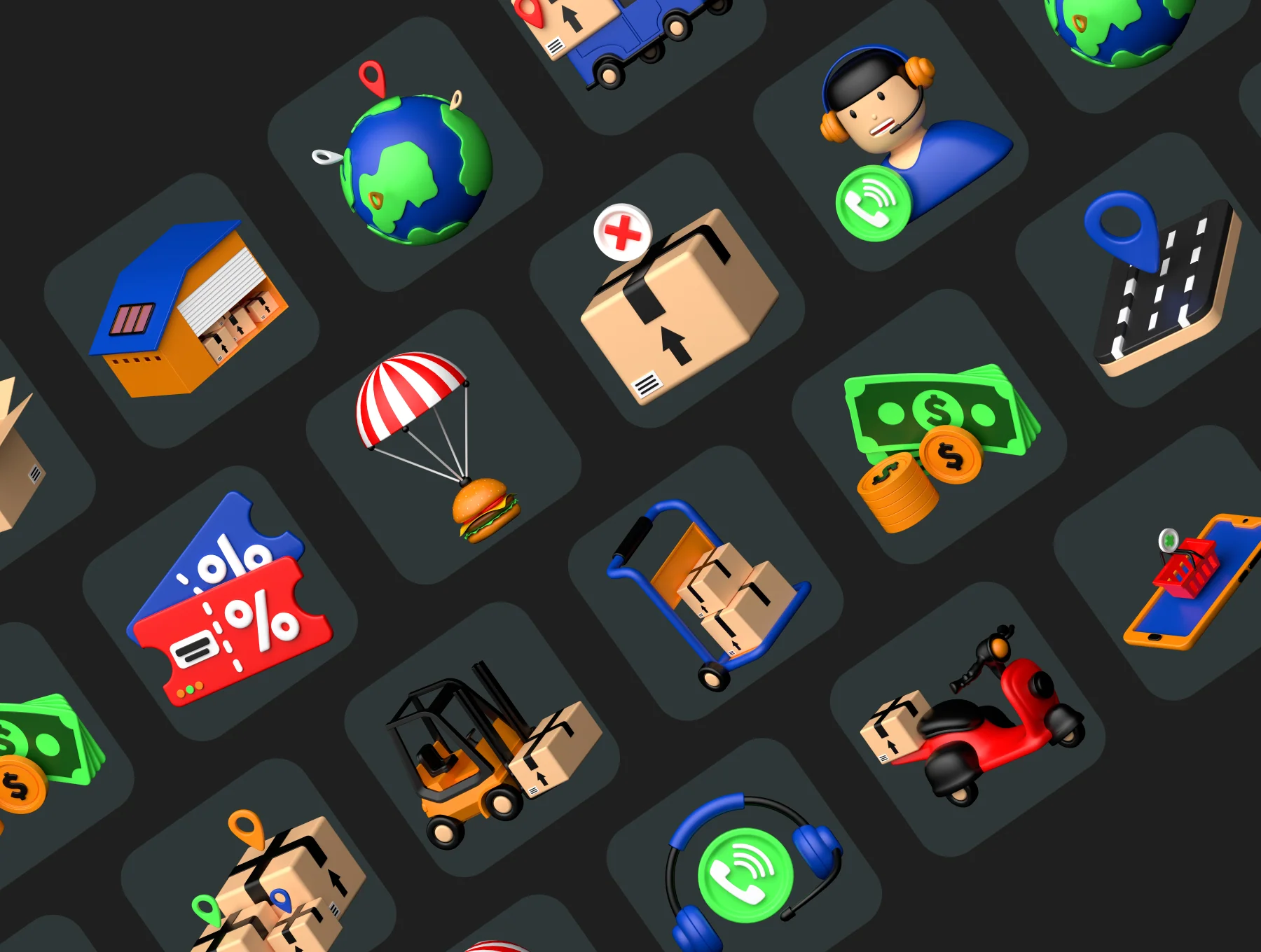 Delivery 3D icons Set 5