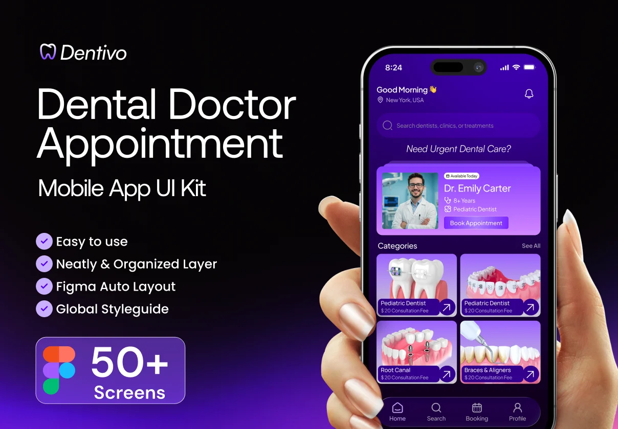 Dental Doctor Appointment Mobile App UI Kit