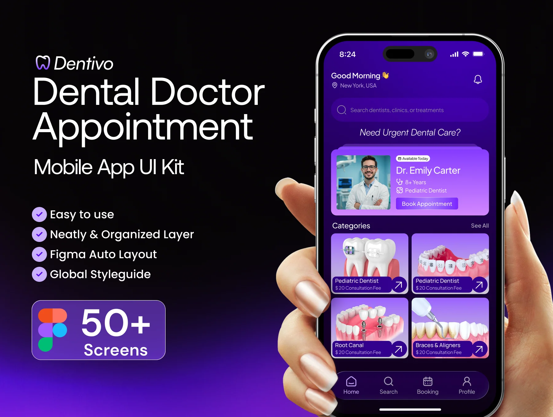 Dental Doctor Appointment Mobile App UI Kit