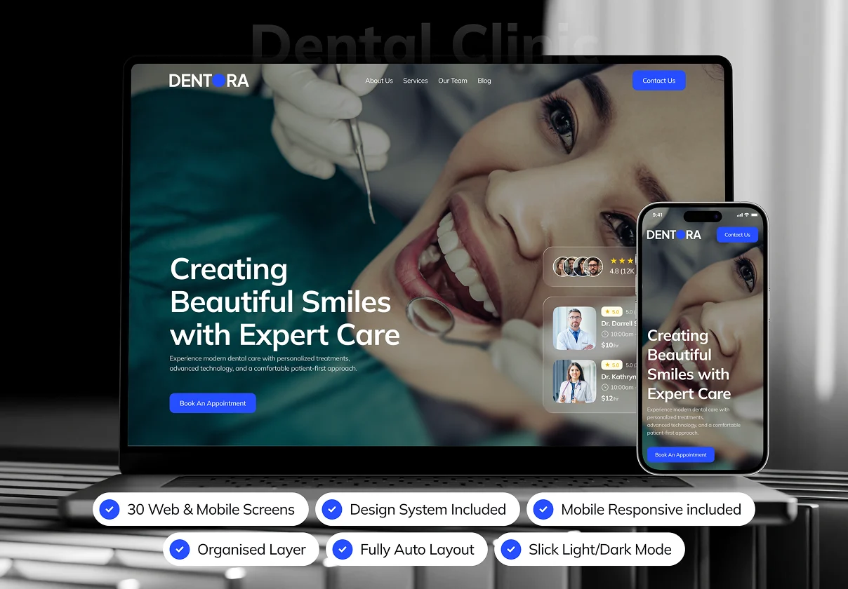 Dentora - Dental Clinic Websute UI Kit