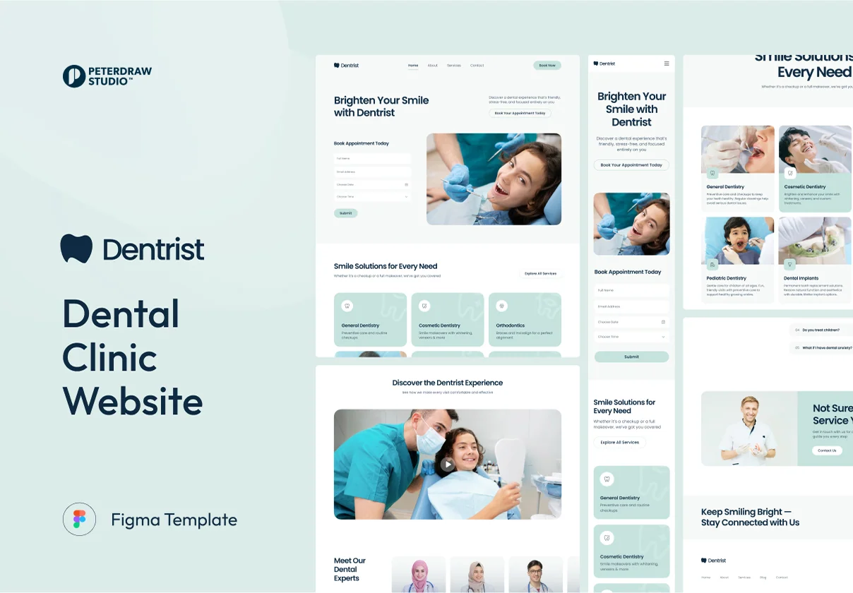 Dentrist - Dental Clinic Website UI Figma Template
