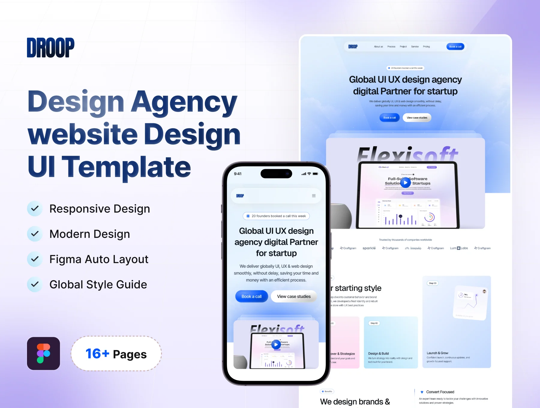Design Agency Website Design UI Template - Droop