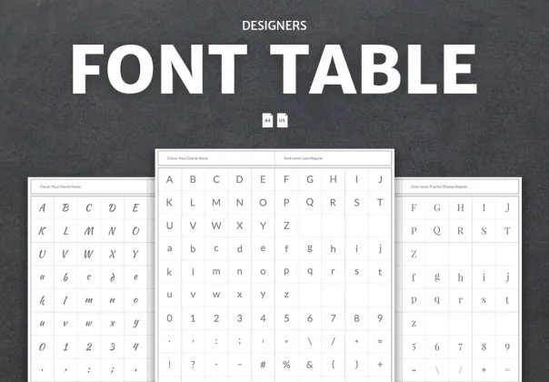 Designers Font Table
