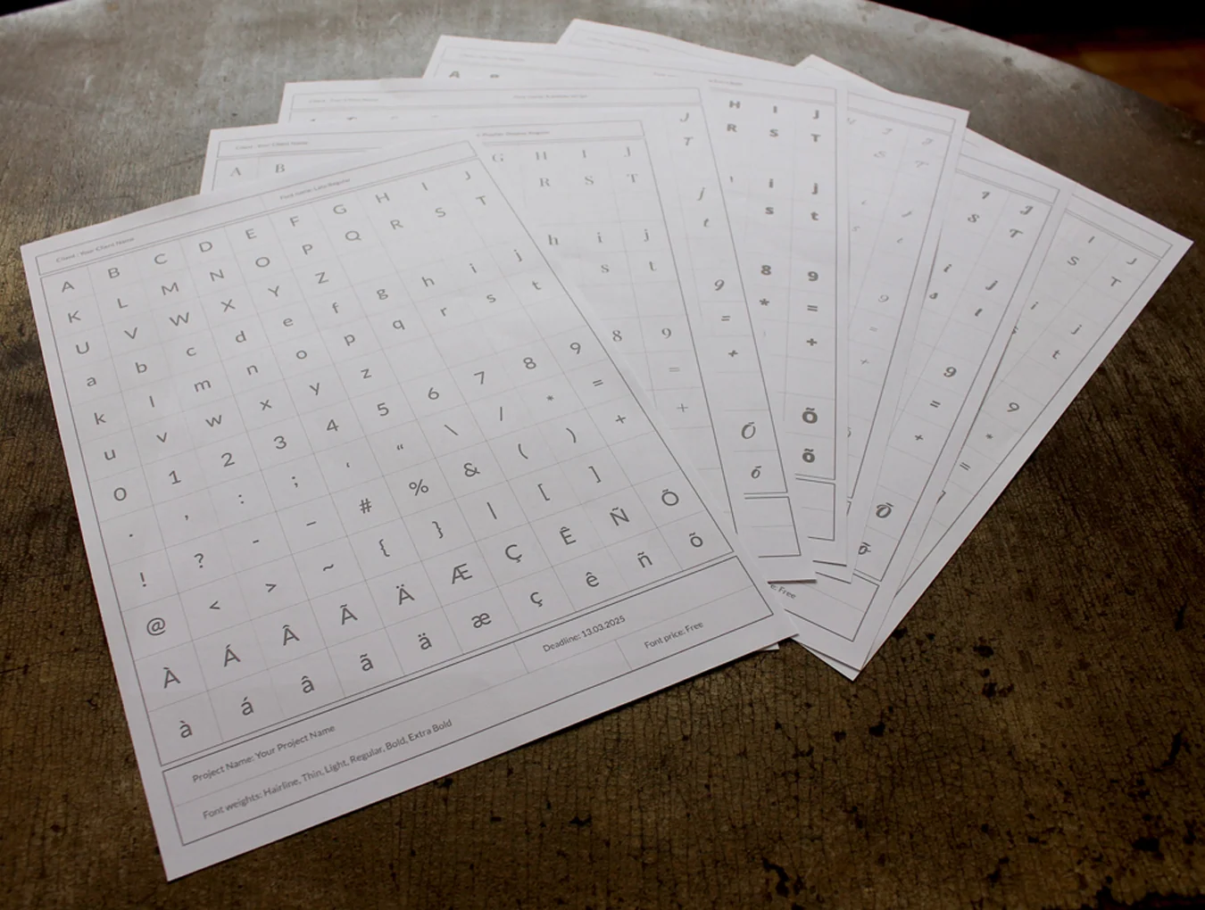 Designers Font Table 5