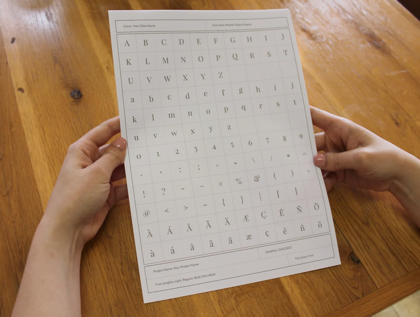 Designers Font Table 6