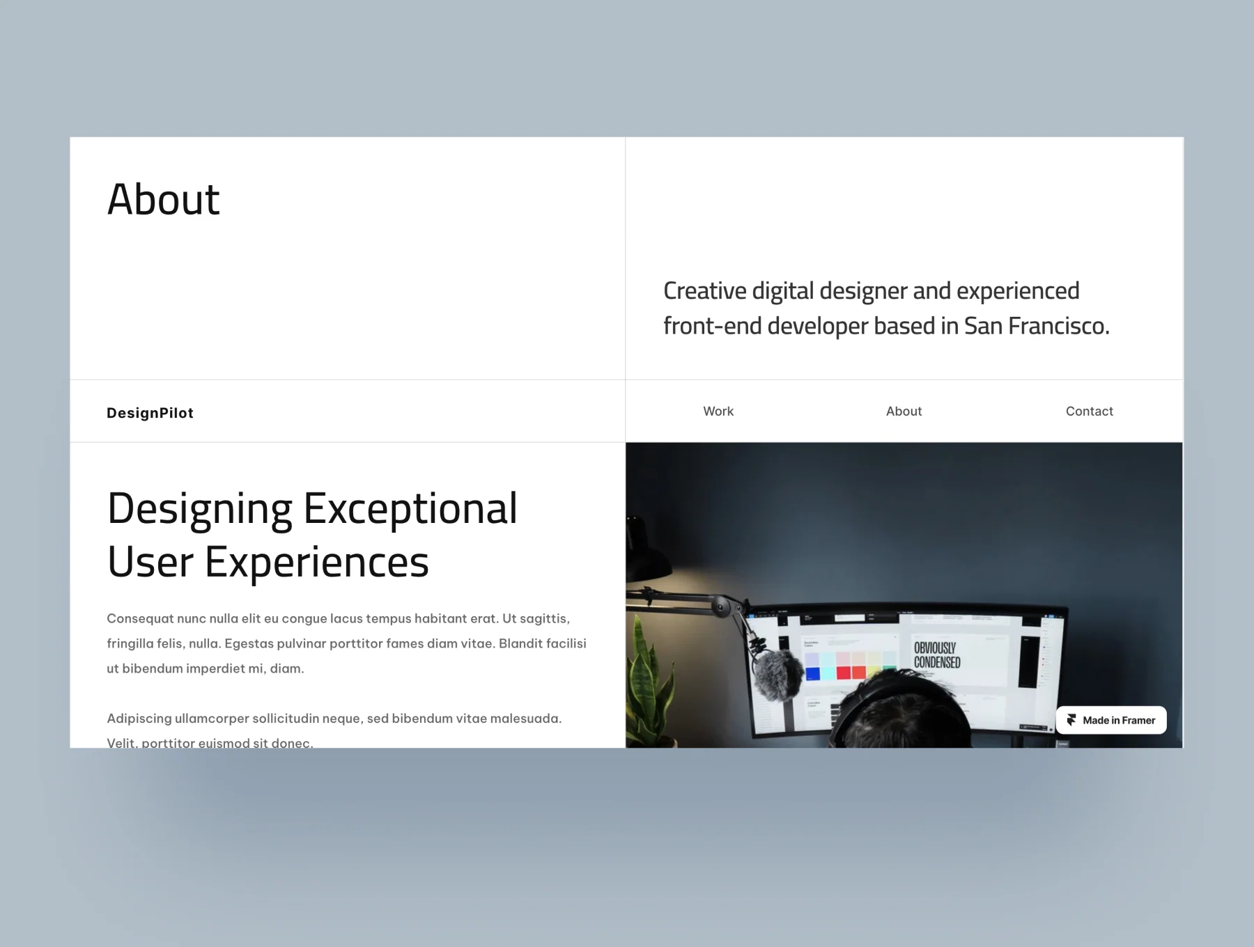 DesignPilot - Clean Portfolio Framer Template 4