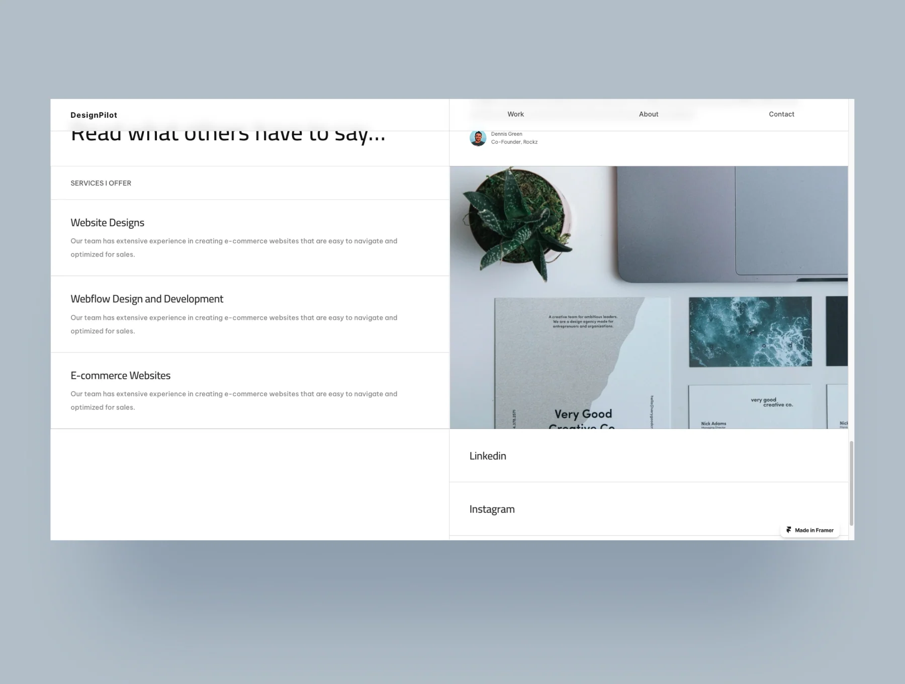 DesignPilot - Clean Portfolio Framer Template 5