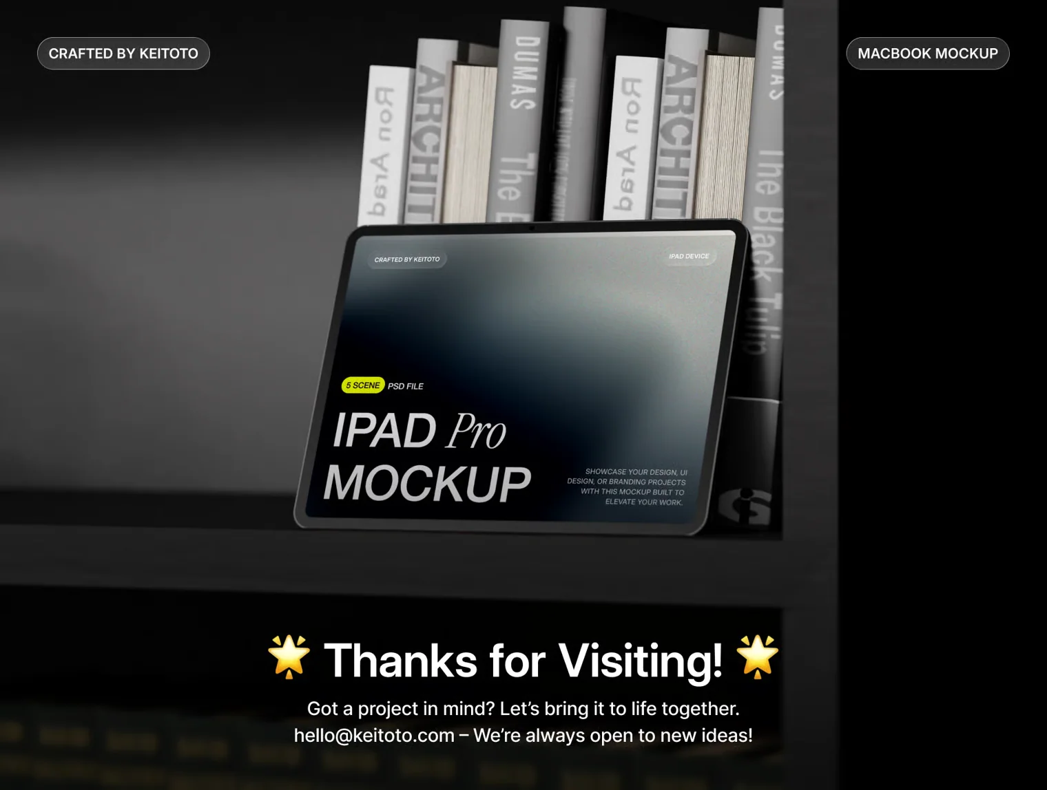 Deskform iPad Pro Mockup Minimal Dark Workspace Set 4