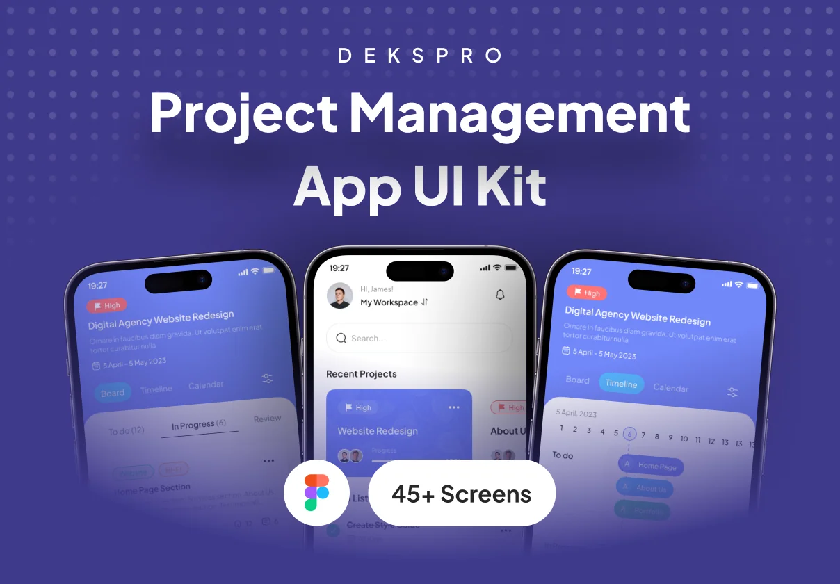 DeskPro - Project Management Mobile App UI Kit